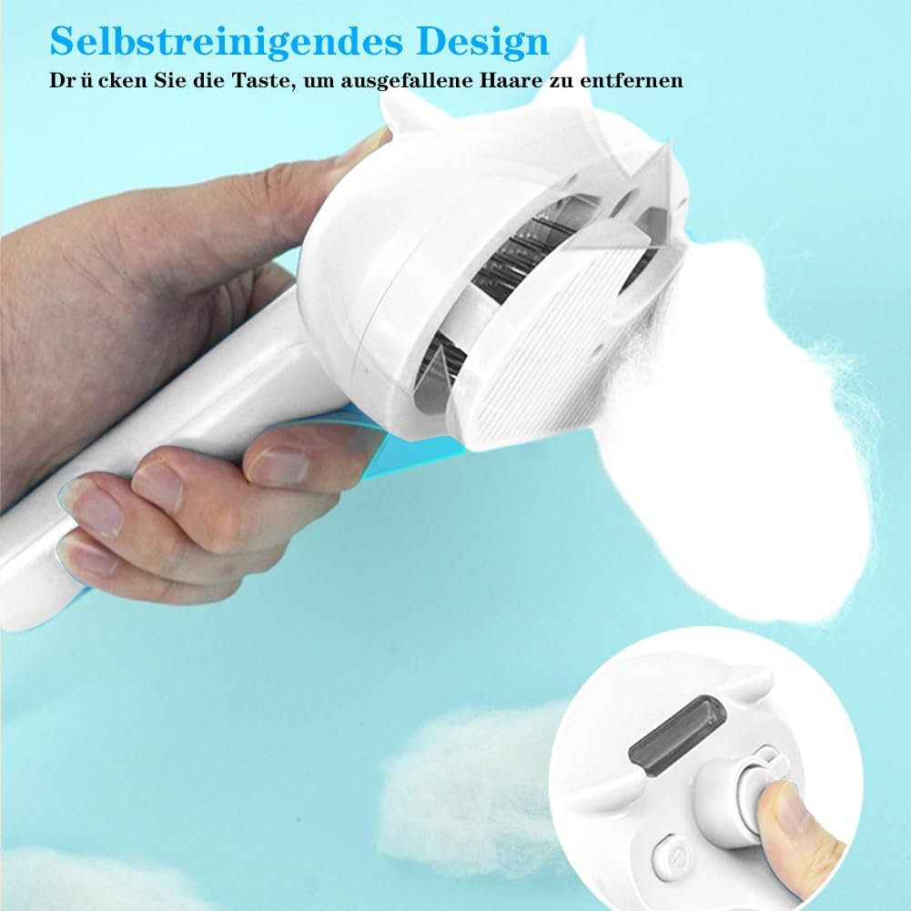 CEWROM Cat Brush with Steam, 3-In-1 Steam Brush Cat, Antistatic Knot-Resistant Hair Removal, Pet Brush, Self-Cleaning One Button with Water Tank, Cat Care Brush for Long Hair, Short Hair, White image number 6