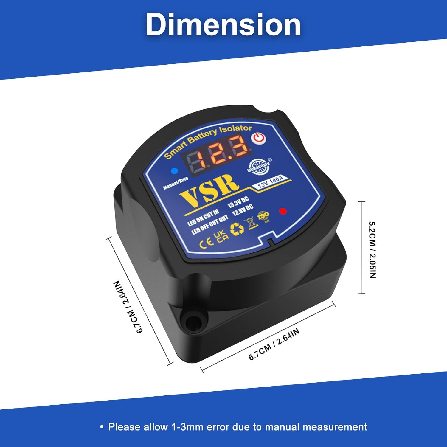 Split Charge Relay Dual Battery Isolator Voltage Sensitive Relay VSR Smart Battery Isolator 12V 140Amp with Led Voltmeter for Marine Truck ATV UTV RV Boat Not Fit for Lithium Batteries image number 3