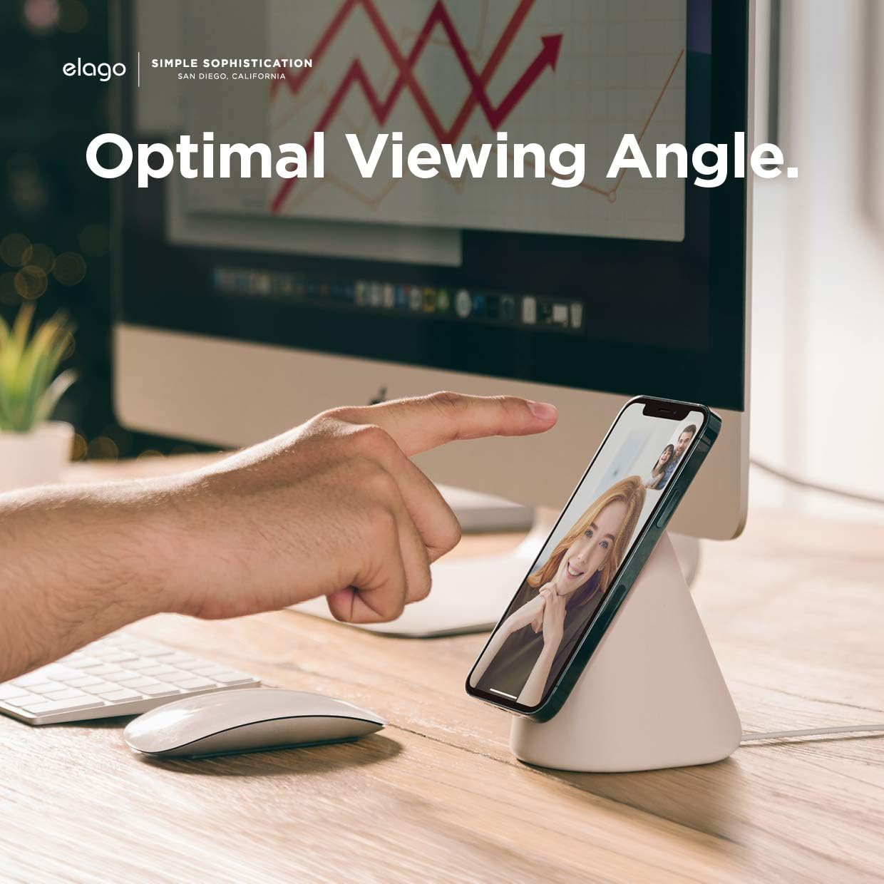 Elago MS1 Charging Stand Compatible with Magsafe Charger - Premium Silicone Stand Compatible with Iphone 17/16/15/14/13/12 Series [Charger Not Included] (Stone) - Stone image number 6