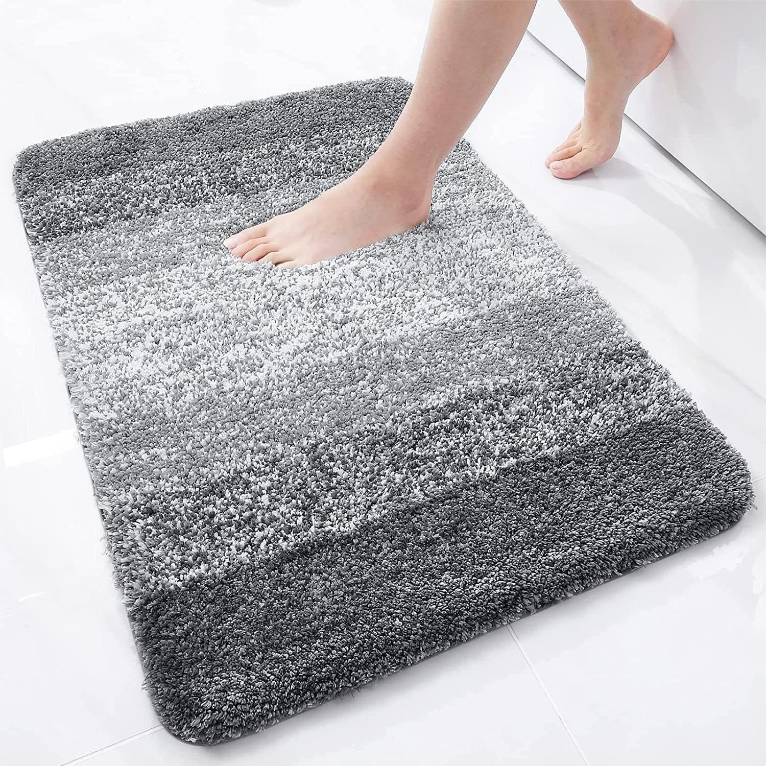 Bathroom Mat Rug, Non Slip Extra Absorbent Microfiber Bath Carpet, 41X61Cm, Soft Comfortable Plush Shaggy Floor Mat, Area Rug Carpet for Bathroom Floor, Tub and Shower, Kitchen (Style B, 41X61Cm)
