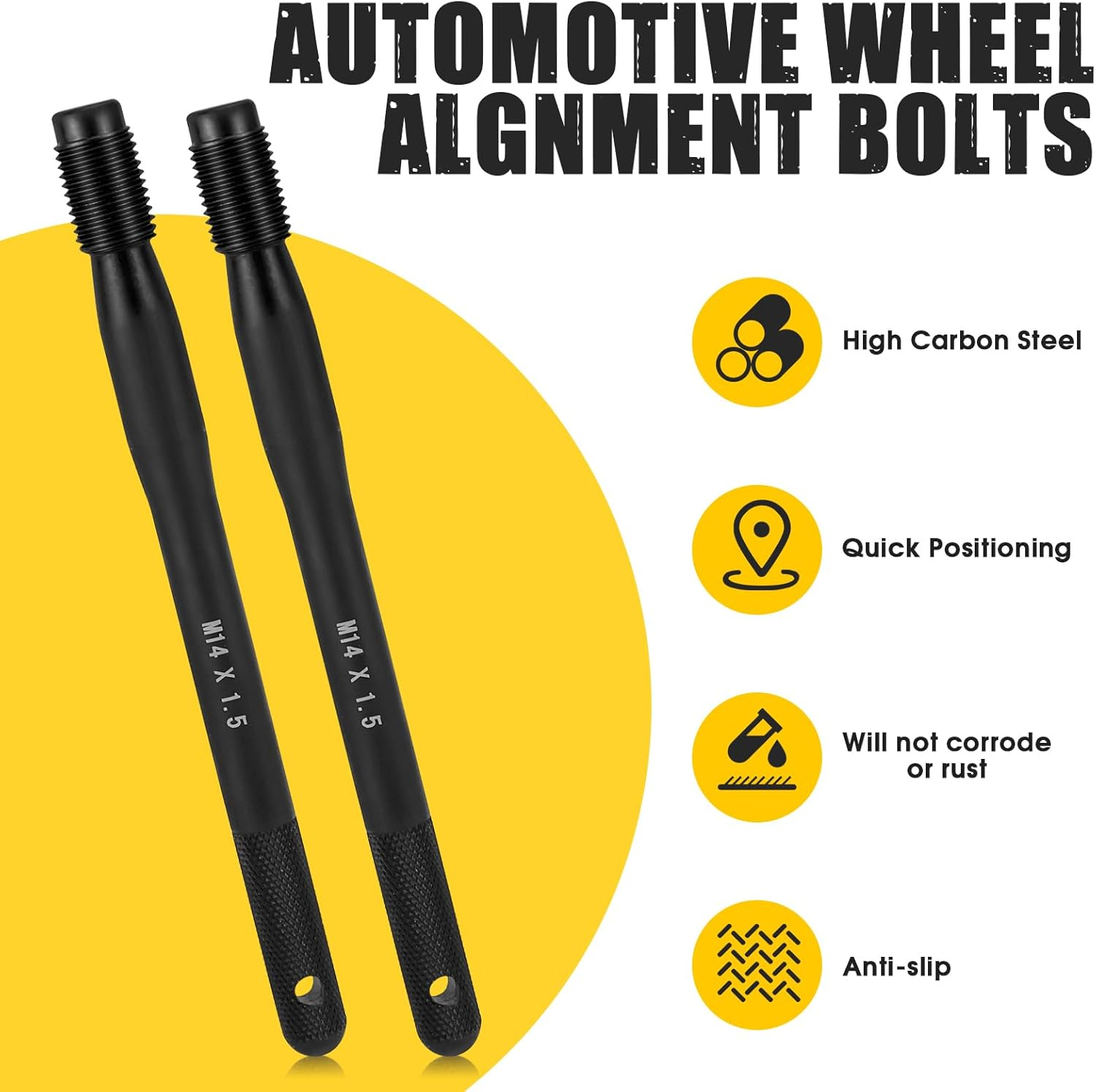 YNOYMO Wheel Assembly Aid Wheel Mounting Aid Fixing Bolt Car Tool Set M14 X 1.5 Wheel Mounting Tool Tyre Mounting Aid for Wheel Change 2 Pieces Stainless Steel Wheel Guide Pin image number 1