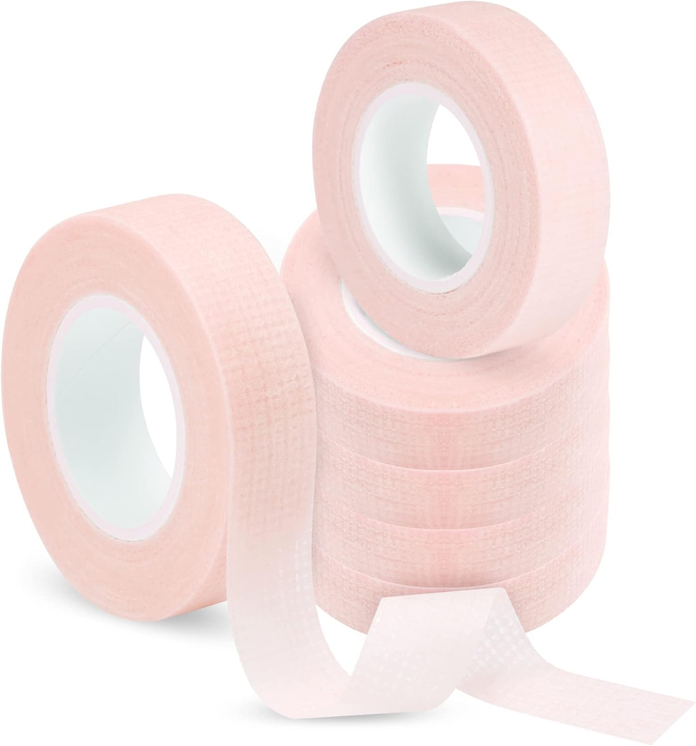 Beauty7 Eyelash Extension Tapes - 6 Rolls for Individual Lash Grafting, Breathable Adhesive Fabric under Eye Tape for Extensions Supplies (Pink) image number 1
