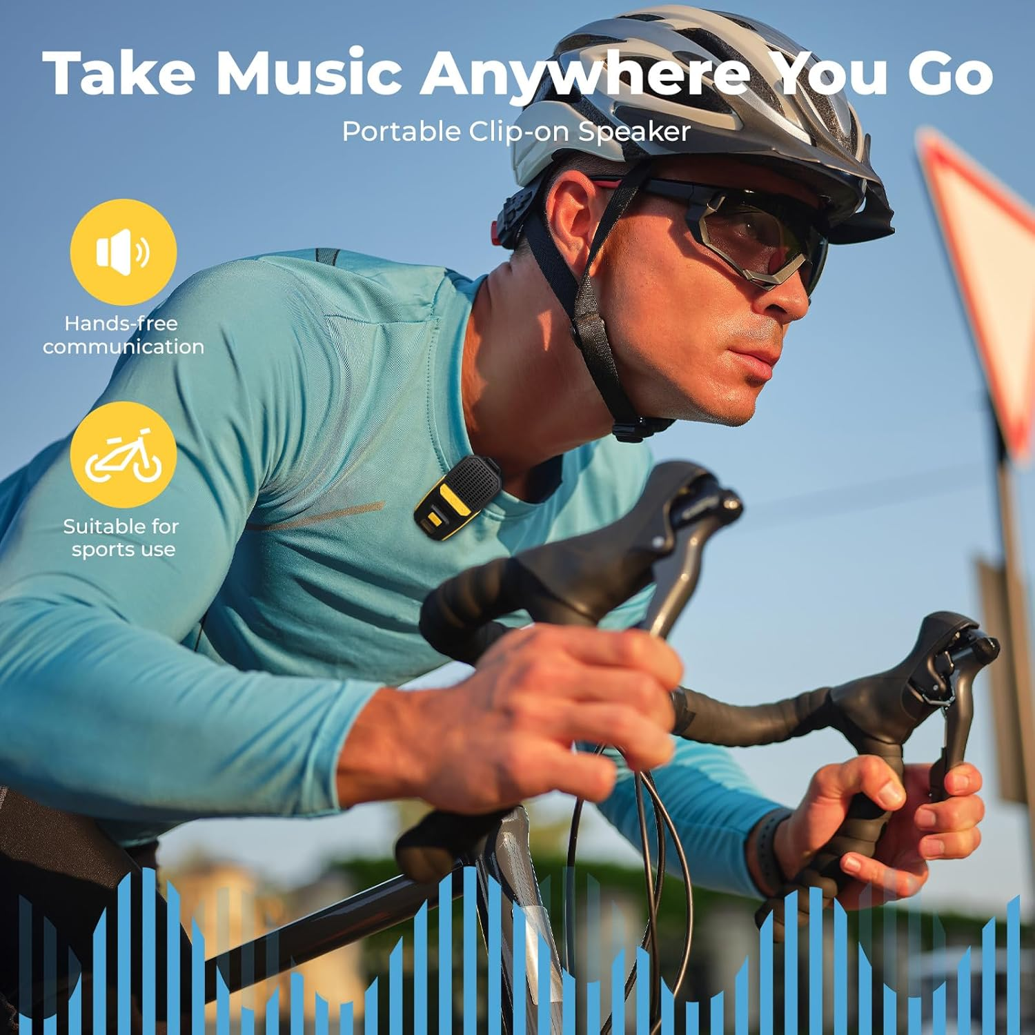 Wearable Bluetooth Speaker, All Day Running Wireless Speaker for Jobsite Work, IPX6 Portable Clip-On Speaker W/Light, Built-In Mic for Hands-Free Music/Calls Cycling Outdoor Sports Hiking Golf image number 3