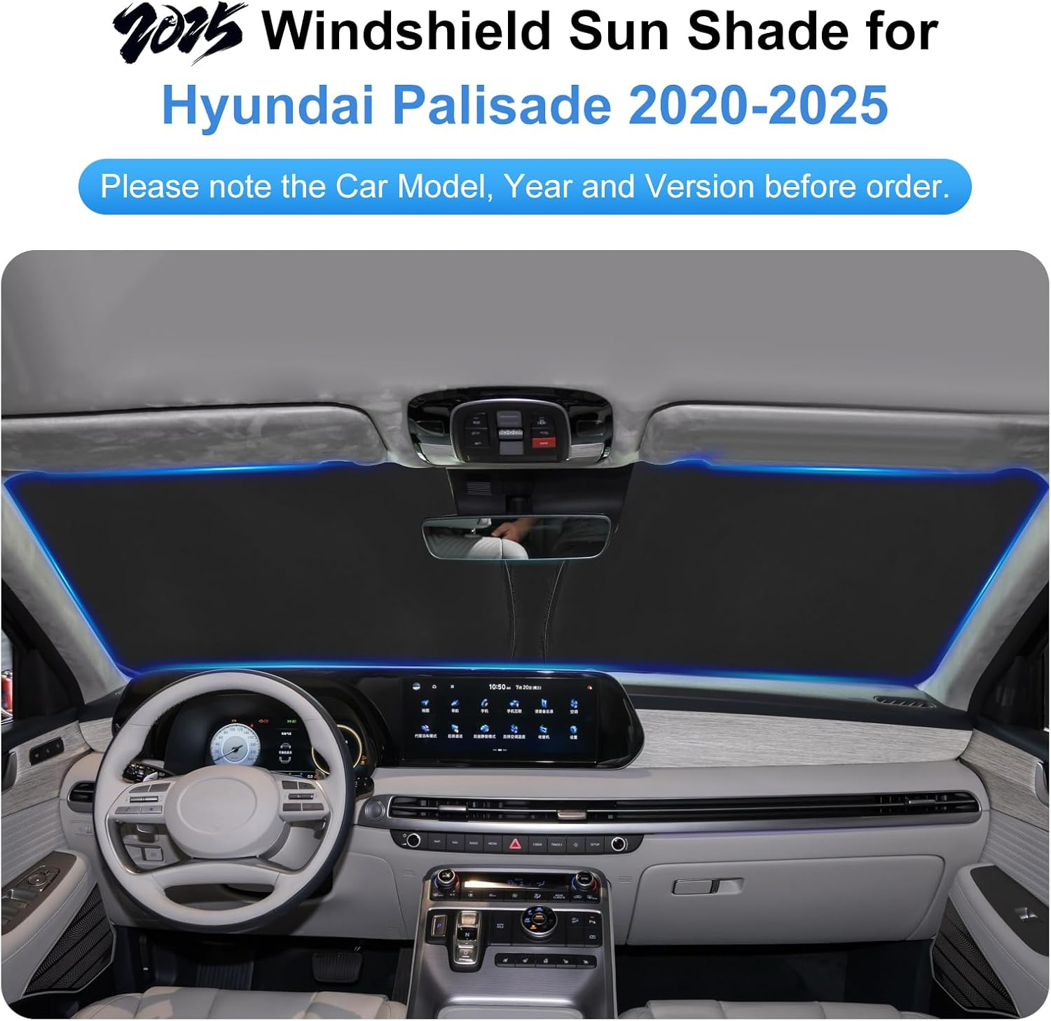 Car Sun Shade for 2020-2025 Hyundai Palisade Accessories Windshield Sunshade Cover Front Window Shade Custom Fit Palisade Sun Visor Protector Foldable Blocks UV Rays image number 5