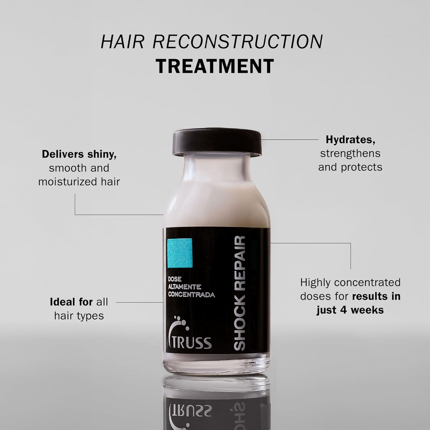 TRUSS Shock Repair - Hair Treatment for Damaged Hair - Highly Concentrated Ampoules for Weekly Reconstruction & Hair Repair. Promotes Hydration, Strength and Protection - 4 Week Supply image number 5