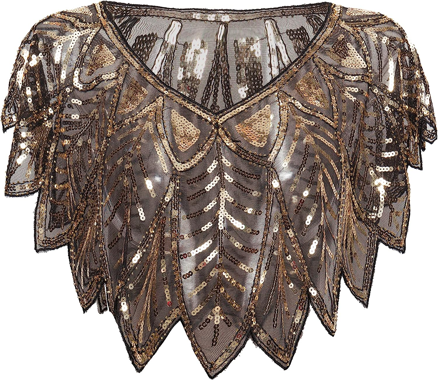 BABEYOND 1920S Shawl Wraps Sequin Beaded Evening Cape Bridal Shawl