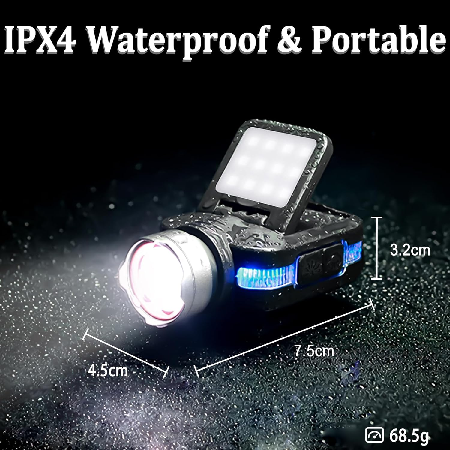 CARPESUN Clip Headlamp LED Rechargeable with Sensor and Electric Display, Super Bright 5 Modes Head Torch with 180&deg; Adjustable and Zoomable, IPX4 Waterproof Headlamp for Fishing, Camping, Jogging image number 1