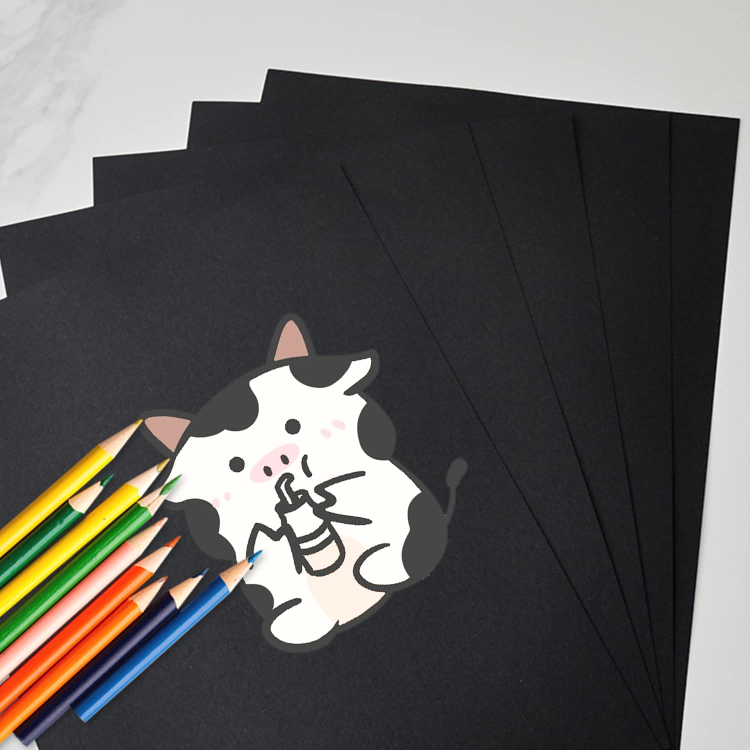 50 Sheets Black Kraft Cardstock Paper A4 for DIY Projects and Crafts, Thick 230Gsm Black Cardstock Paper Bulk for Printing Drawing Invitation Making, Laser and Inkjet Printer Paper, 8.3X11.7 Inches image number 4