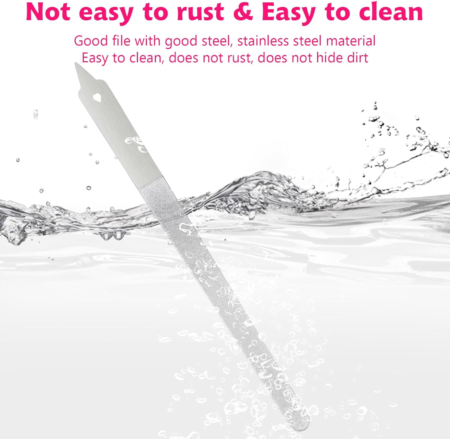 Metal Nail File(3Pcs), Nail Files for Natural Nails with Sharp Pointed Tip, Stainless Steel Nail Filer, Diamond Nail Files Non-Slip Handle for Salon Manicure Pedicure Toenails Tools Home (20.2Cm) image number 6