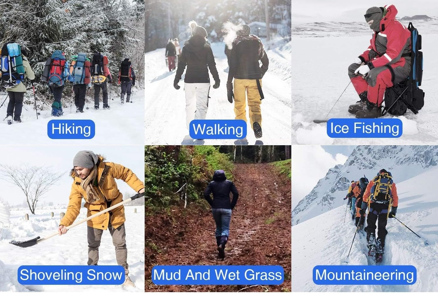 19 Teeth Claws Crampons,Non-Slip Shoes Cover with Stainless Steel Chain for Hiking Fishing Climbing Jogging Mountaineering Walking on Snow and Ice image number 4