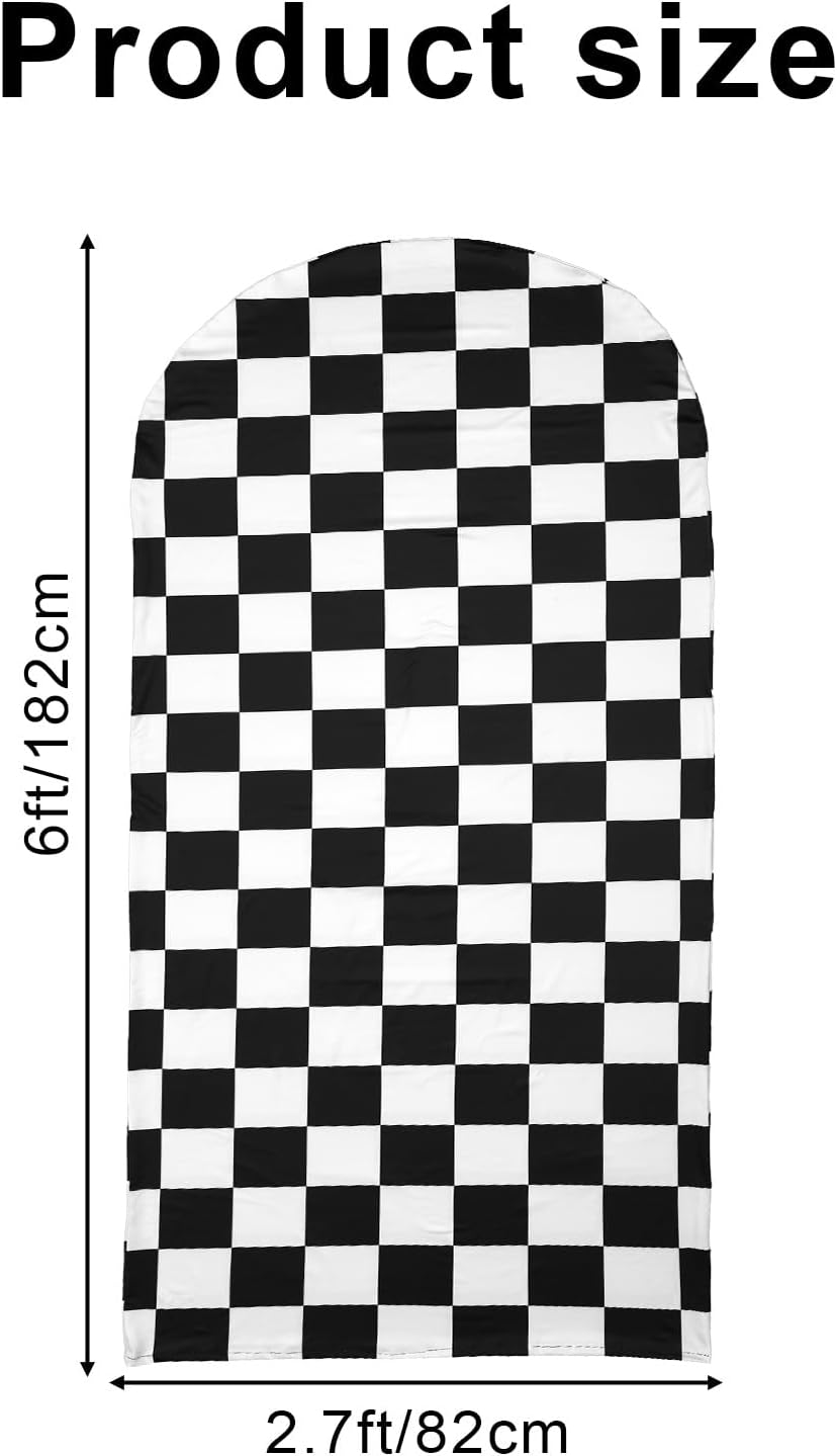 Truck Arch Backdrop Cover, 6Ft Racing Party Arch Cover Black & White Checkered Birthday Decorations for Kid Boys