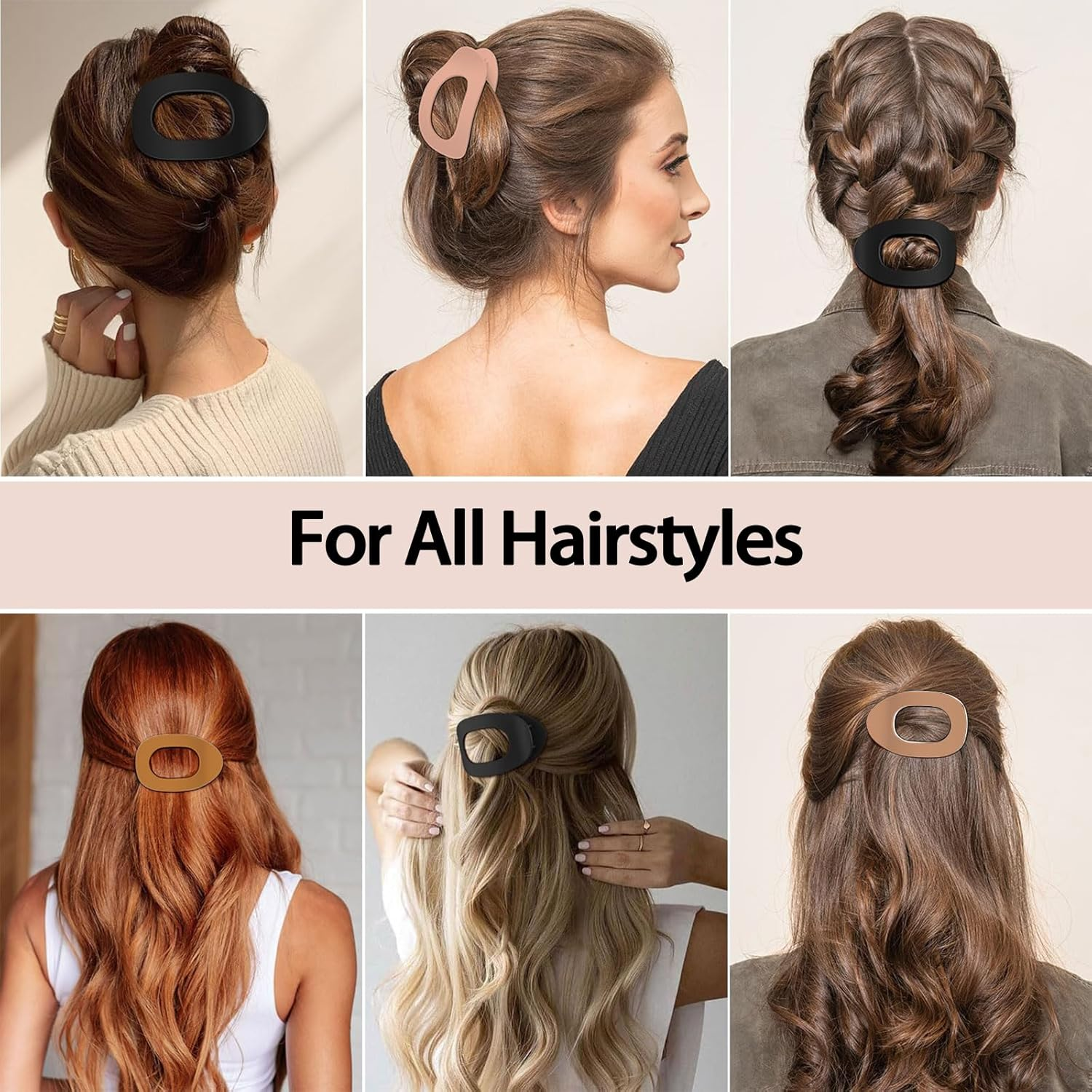 Vivasmile 4 PCS Flat Hair Clips for Women, Curved Design Hair Clips for Lying, Driving - Matte Strong Hold Hair Claw Clips for Thin, Thick Hair, Hair Accessories for Women and Girls (Dark) image number 3