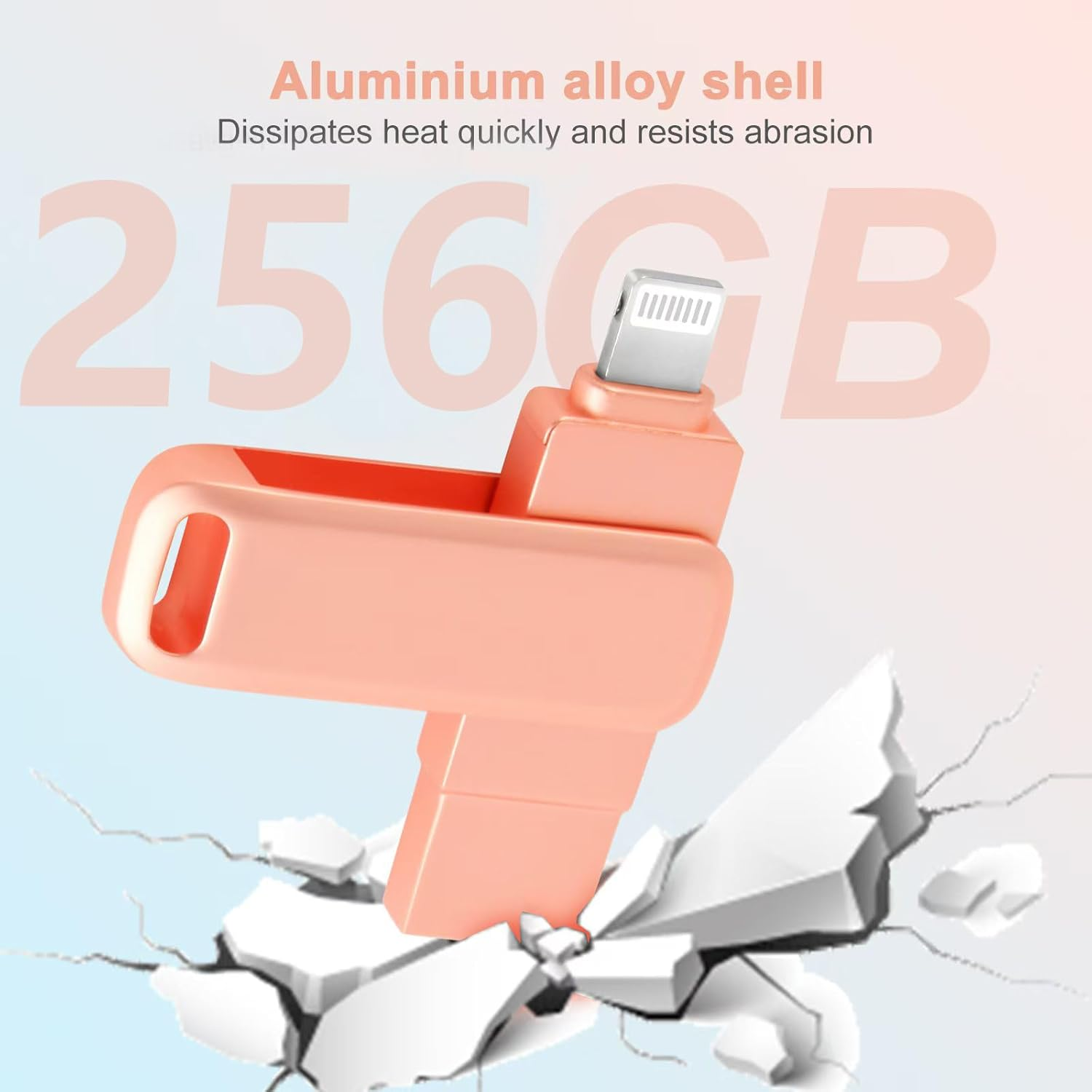 Phone Photo Stick,Mfi Certified USB Flash Drive,3 in 1 256GB USB3.0 Flash Drive Iphone Photo Stick USB Memory Stick Thumb Drive for Iphone 16/15/14/13/12/11/X/Xs/Pc/Ipad/Usb C Flash Drives(Pink)