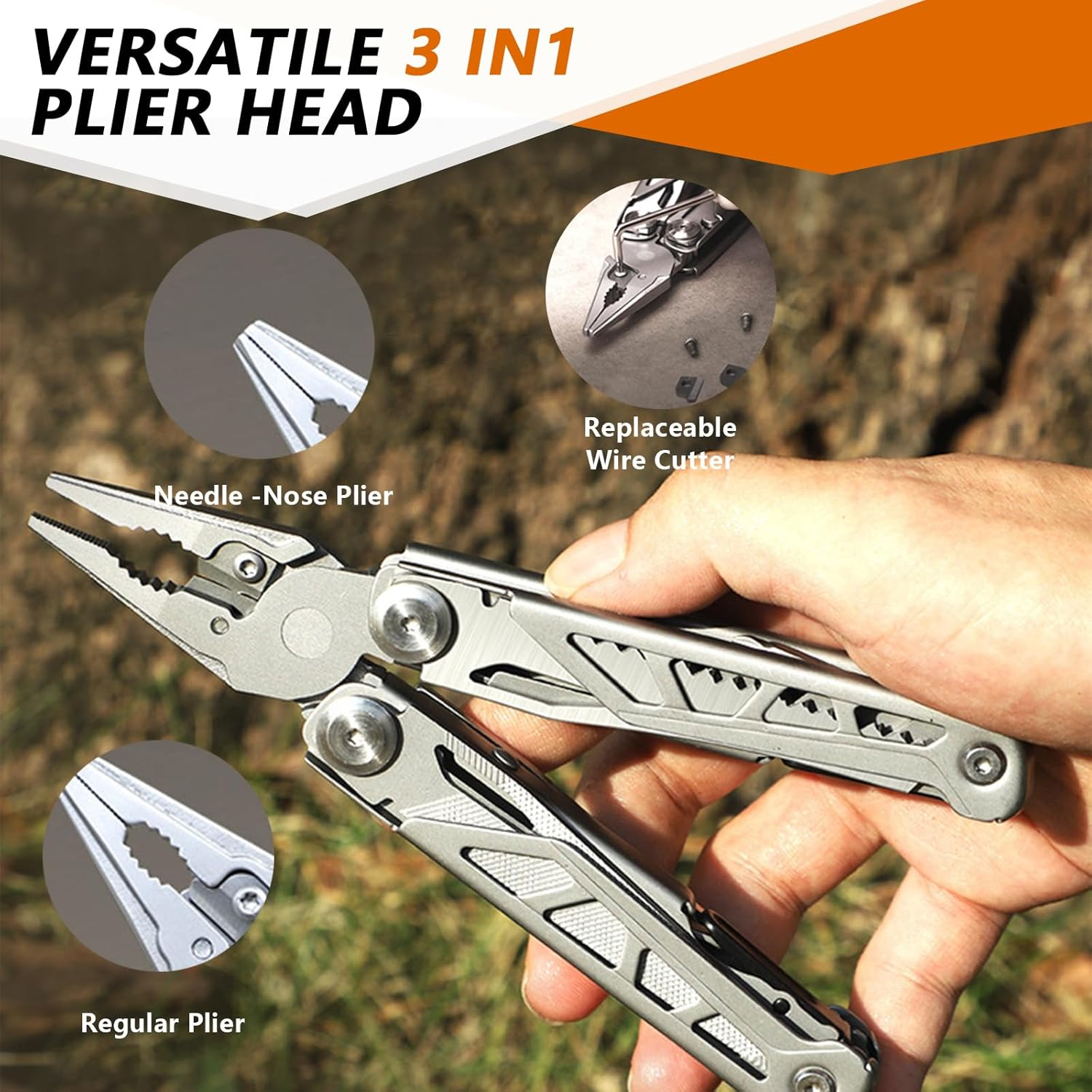 16-In-1 Multitool Pliers, Heavy-Duty Pocket Knife & Utility Tool with Self-Locking Pliers, Screwdrivers with Safety Locking, Outdoor Survival Camping - Gifts for Men Dad