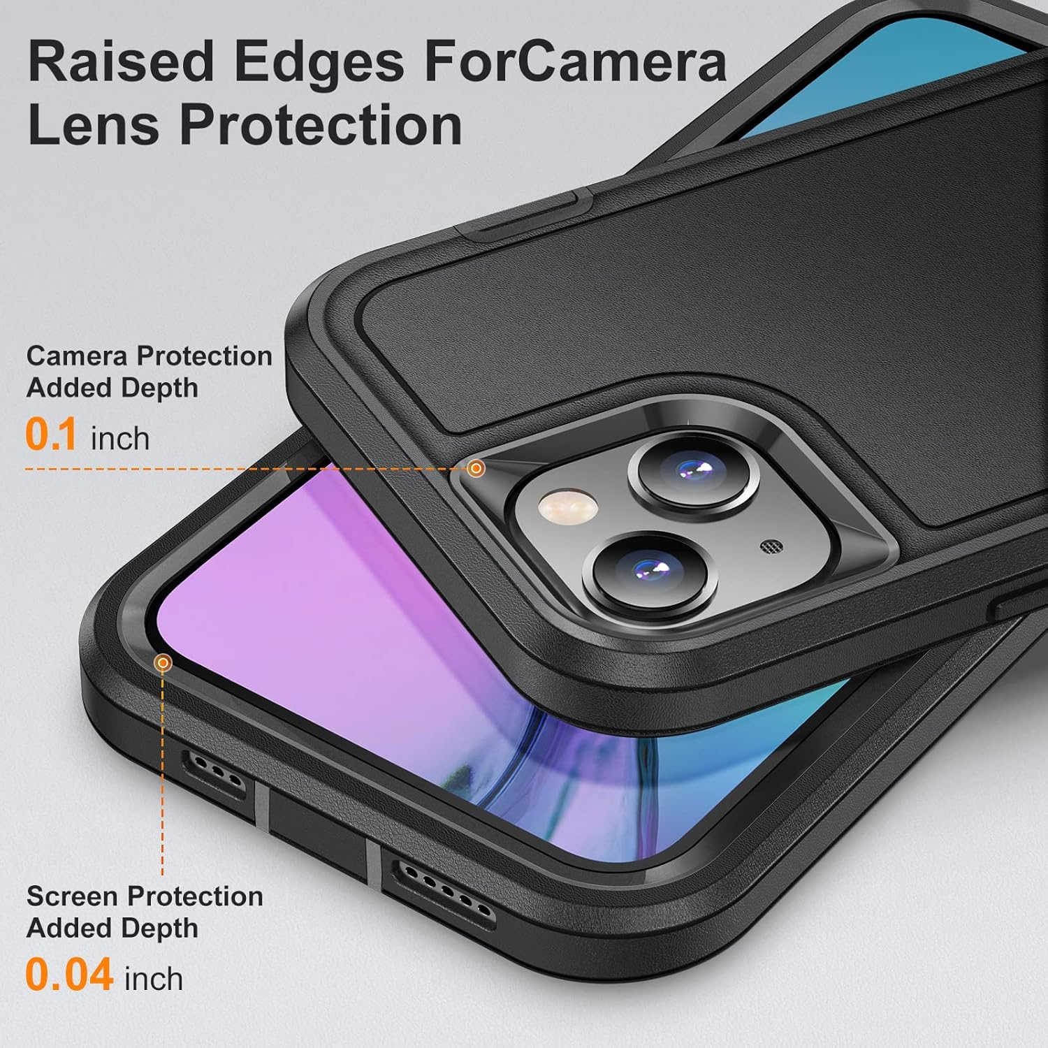 Shockproof Case for Iphone 14 plus Case with Kickstand,Military Grade Drop Protective,Heavy Duty Hard Back 3-Layer Protective Phone Cover for Iphone 14 plus (Black) image number 6