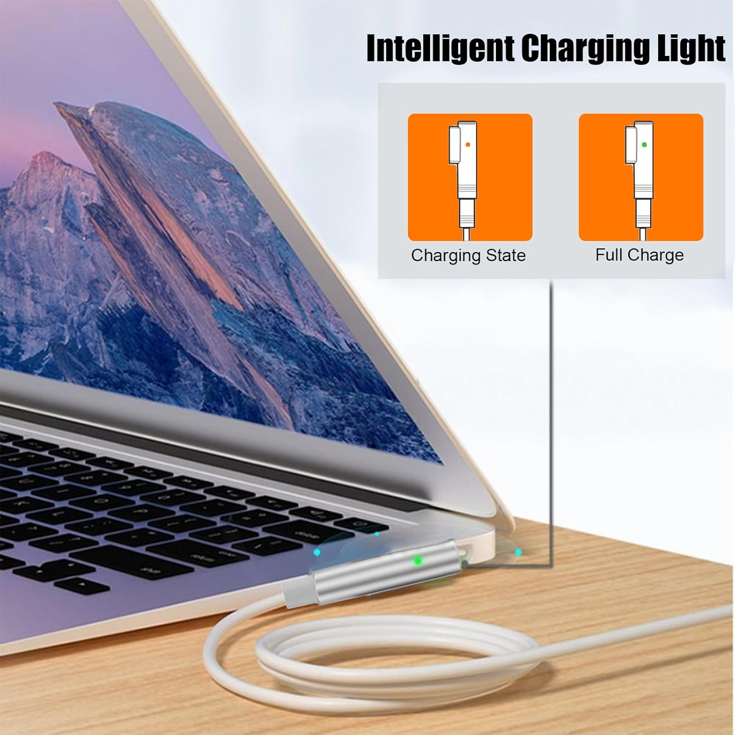 Vonzuda 65W USB-C to L-Tip Magnetic 1 Cable，Type-C to Mag-Safe Charging Cable Compatible with Macbook Air/Pro 2006-2012,1.8M (White) image number 3