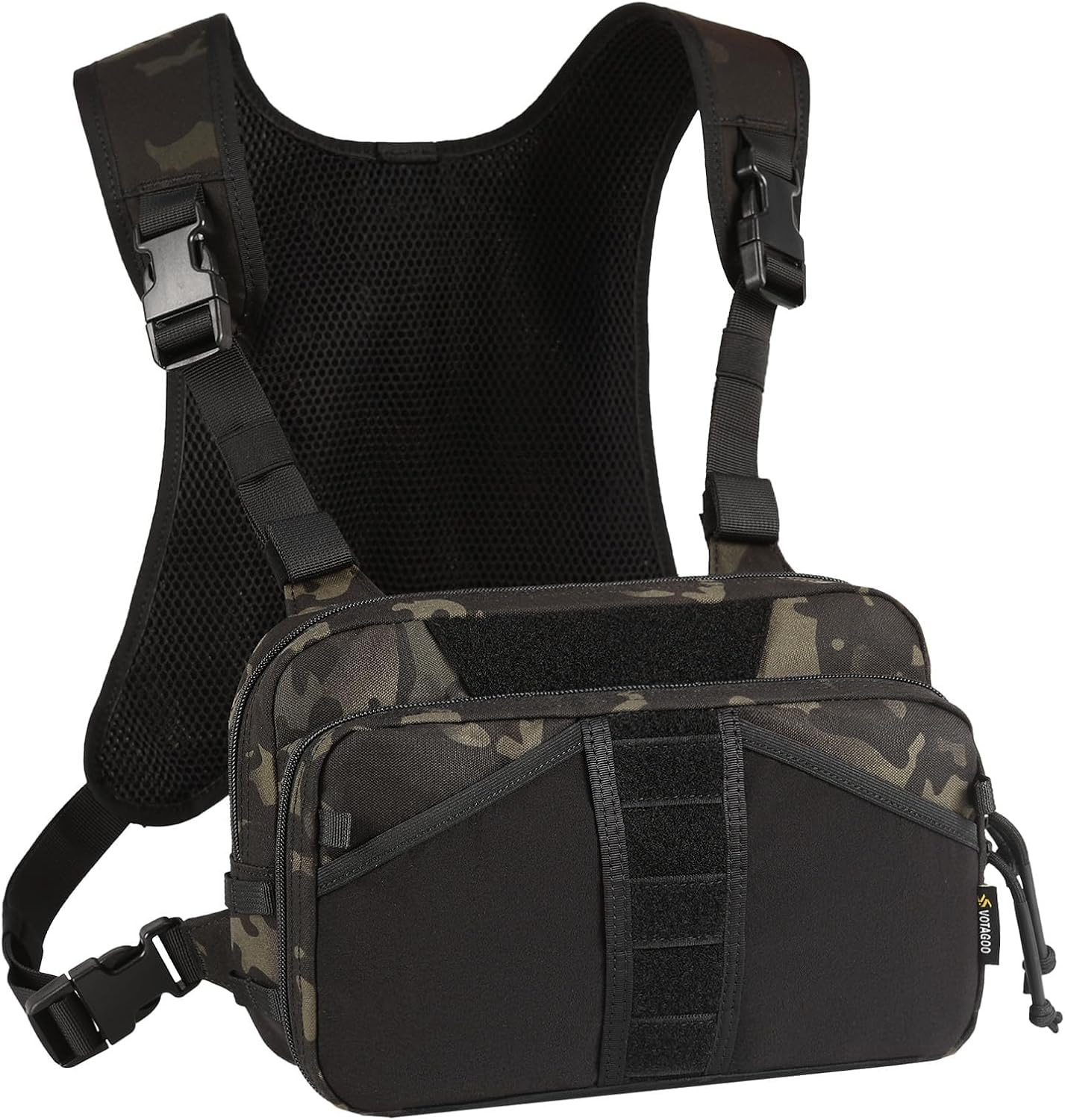 VOTAGOO Fishing Chest Pack, Fly Fishing Bag for Men and Women, Tackle and Fly Boxes Storage Pack, Hunting Binocular Pack (Dark Black)