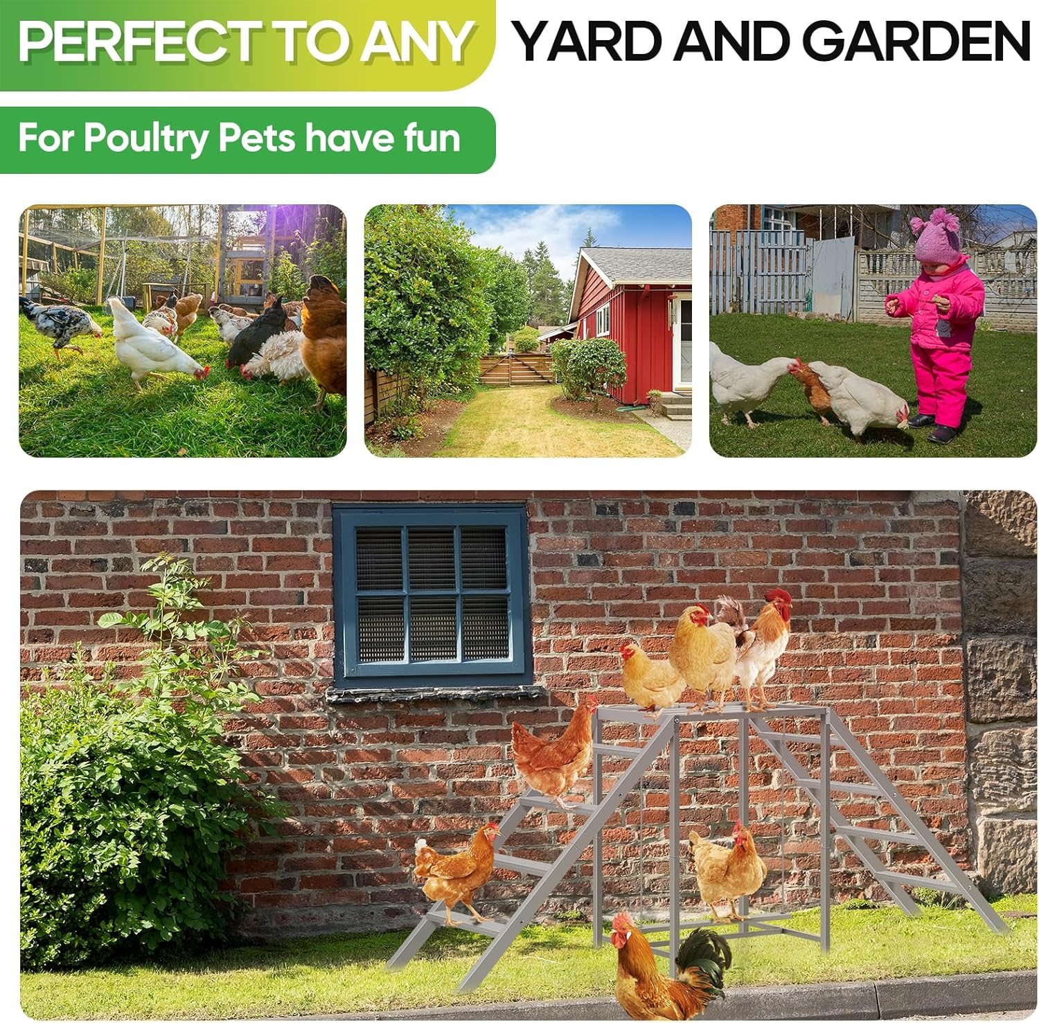 Chicken Coop, Chicken Perches with Swing, Chicken Roosting Bars, Chicken Run Accessories Toy, Wooden Chicken Ladder for Pet'S Healthy & Happy, Sturdy and Easy to Clean, Suitable for Backyard Farm image number 1