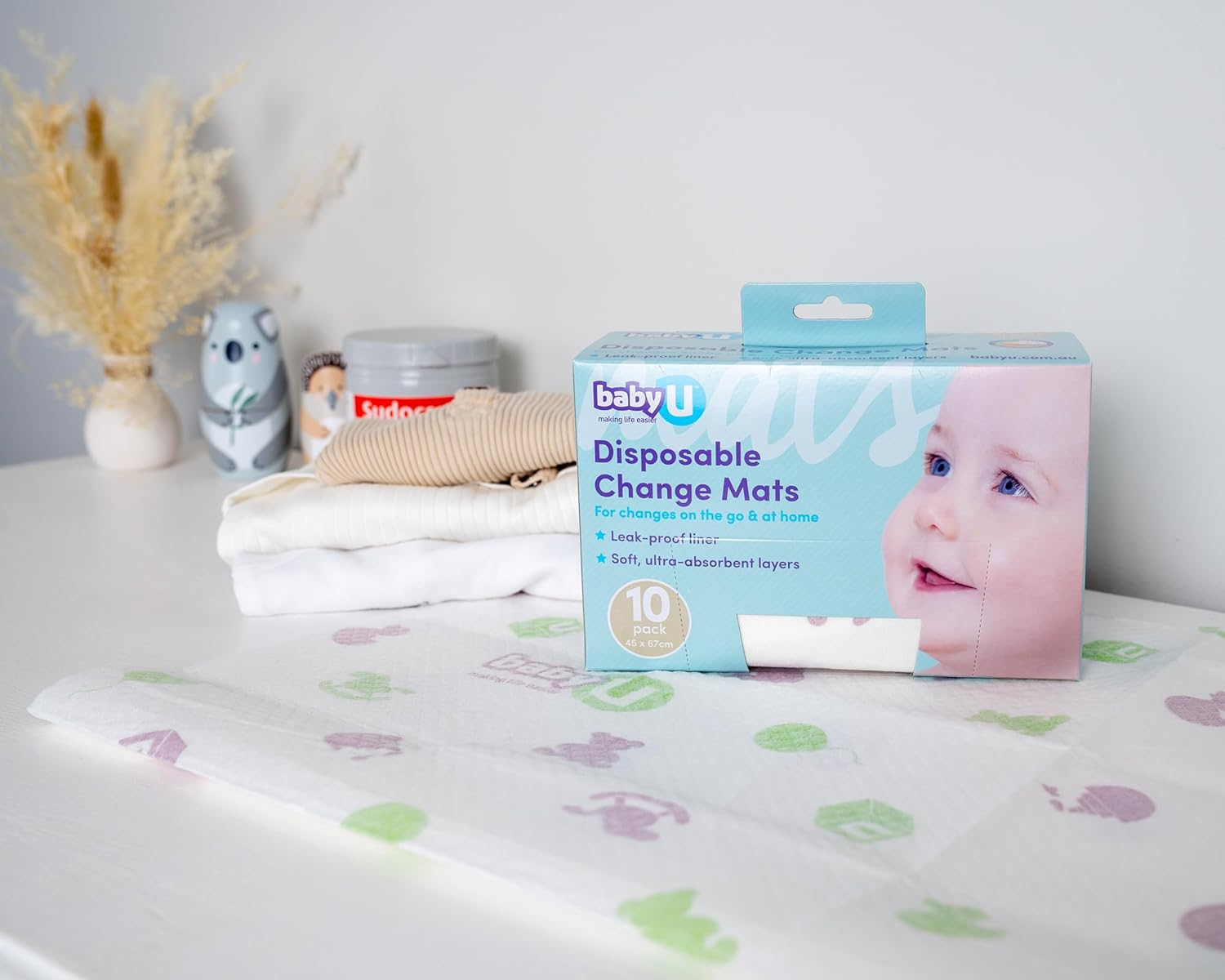 Babyu Nappy Change Essentials Bundle 2 - Fragrance Free Wipes, Scented Nappy Bags & Dispoable Change Mats image number 1
