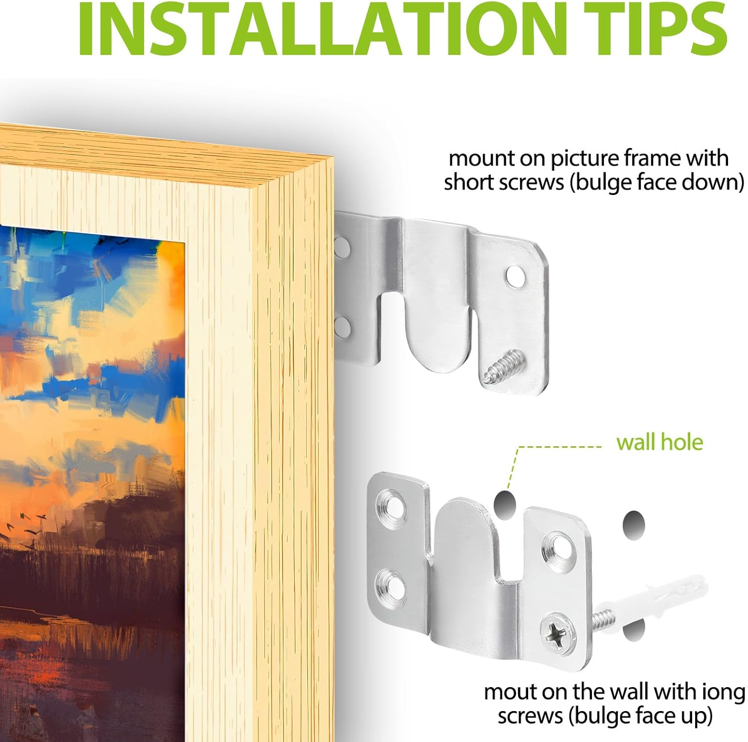 6 Pairs Flush Mount Bracket Heavy Duty Picture Hangers, 2.16 X 1.18 Inches Headboard Wall Mounting Brackets, Interlocking Photo Frame Hook image number 6