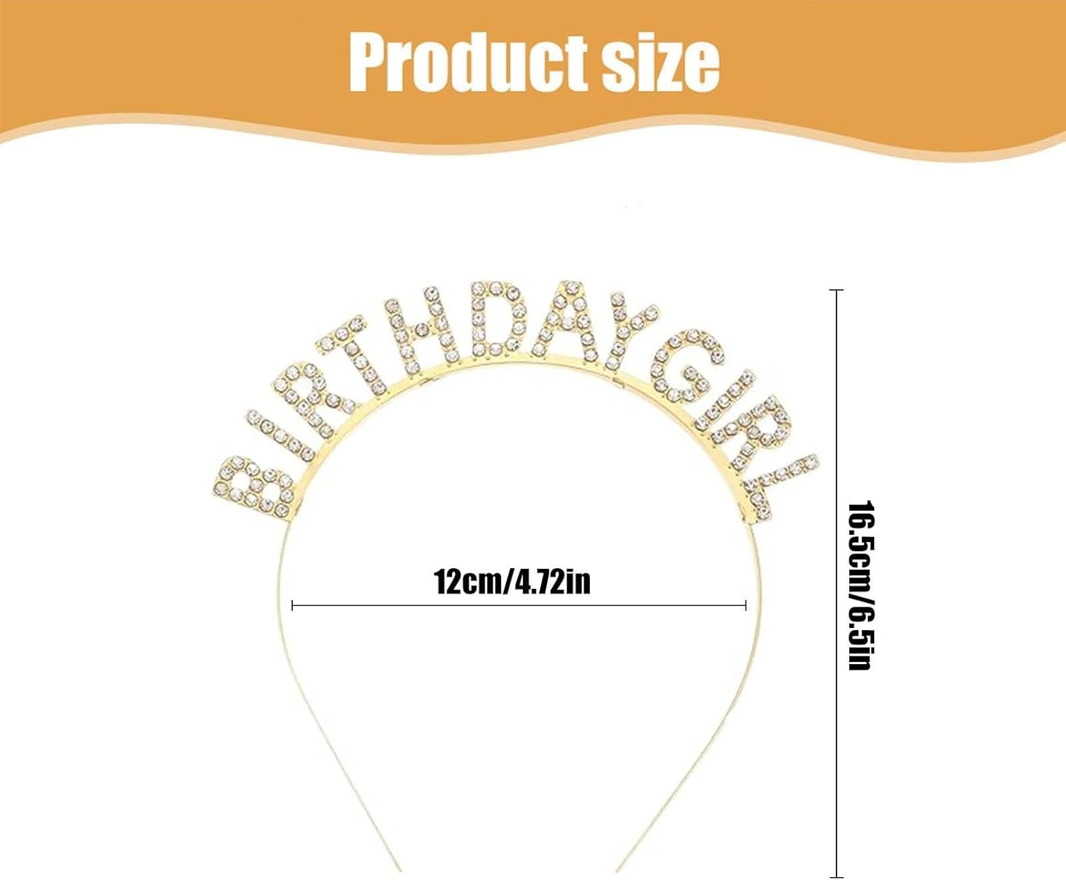 Dinghaole 2 Pcs Birthday Girl Headband Crown, Gold Silver Happy Birthday Crown Bling Rhinestone Hair Band, Princess Tiara Sweet Happy Birthday Accessories for Women Girls Party Festival Decorations image number 2