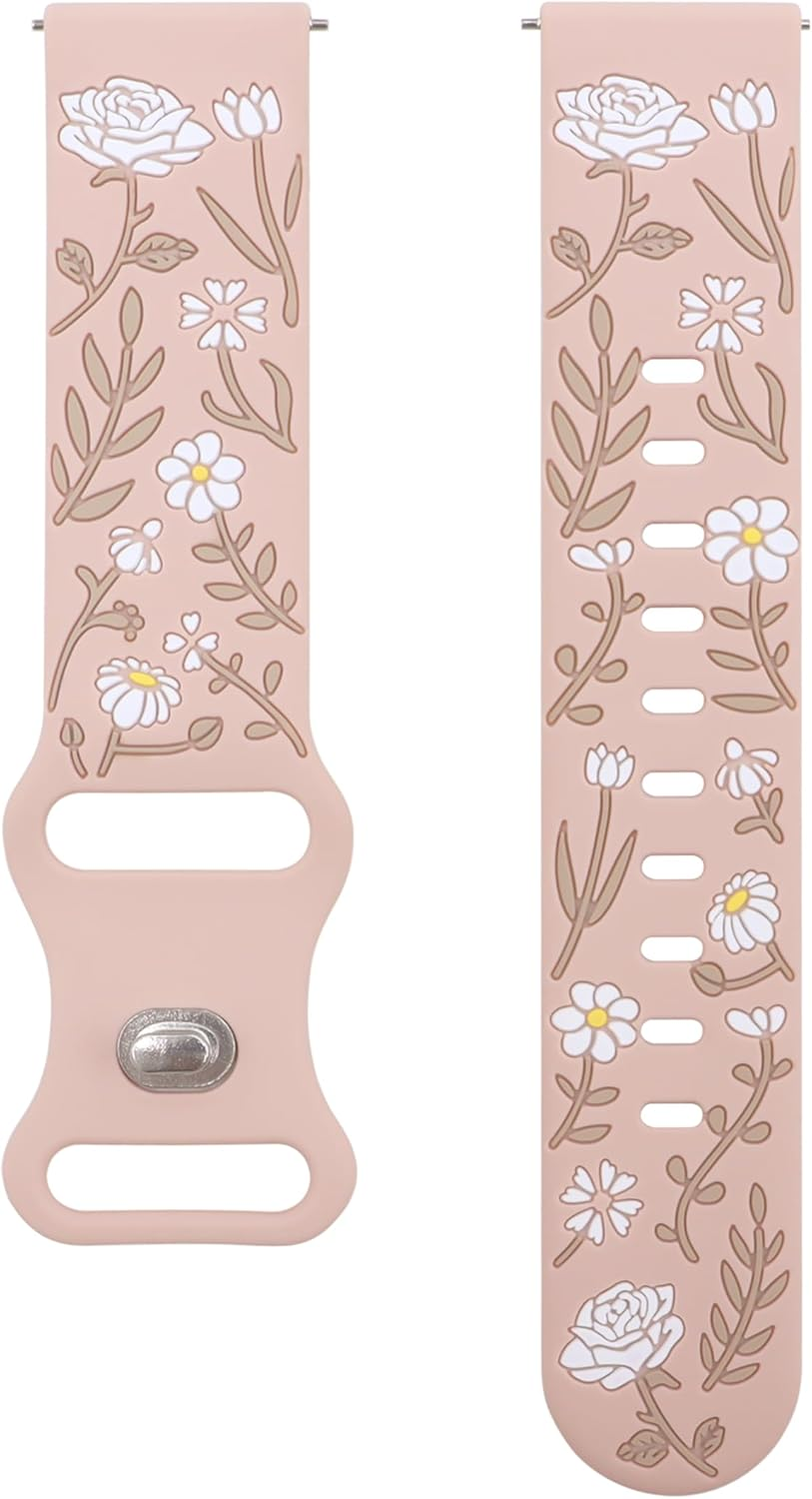 FYISWHO Rose Silicone Replacement Strap for Polar Vantage M3/M2/M/V3/V2 Shift/Grit X2 Pro/X/X Pro, 22 Mm Sports Wristbands, Watch Strap, Bracelet for OPPO Watch X/Watch 2/2R - Pink-White image number 6