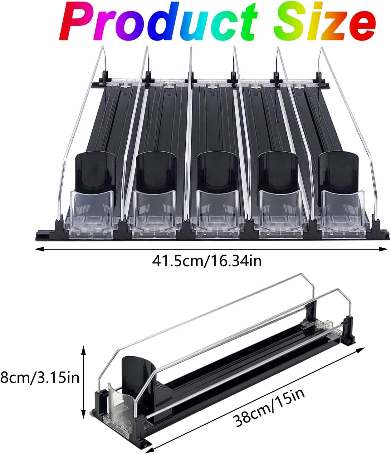 Mtxorvix Drink Organizer for Fridge, 5 Rows Soda Can Dispenser for Refrigerator, Automatic Glide Organizer for Refrigerator, Width Adjustable Drink Dispenser, Self - Pushing Soda Can Dispenser (Black) image number 4
