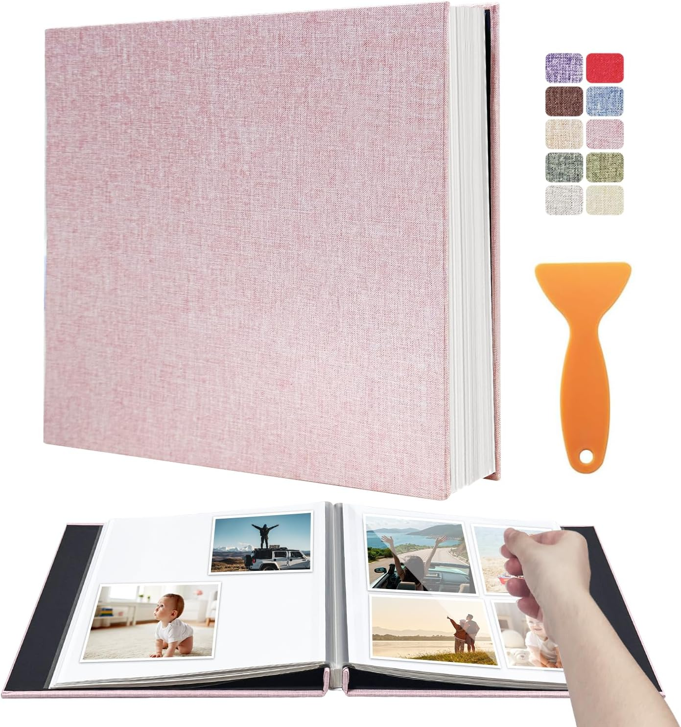 Photo Album - Self Adhesive Scrapbook with Magnetic Linen Cover, 30 Blank Pages for Family, Wedding, Birthday, Christmas, Anniversary (Dark Green) image number 4