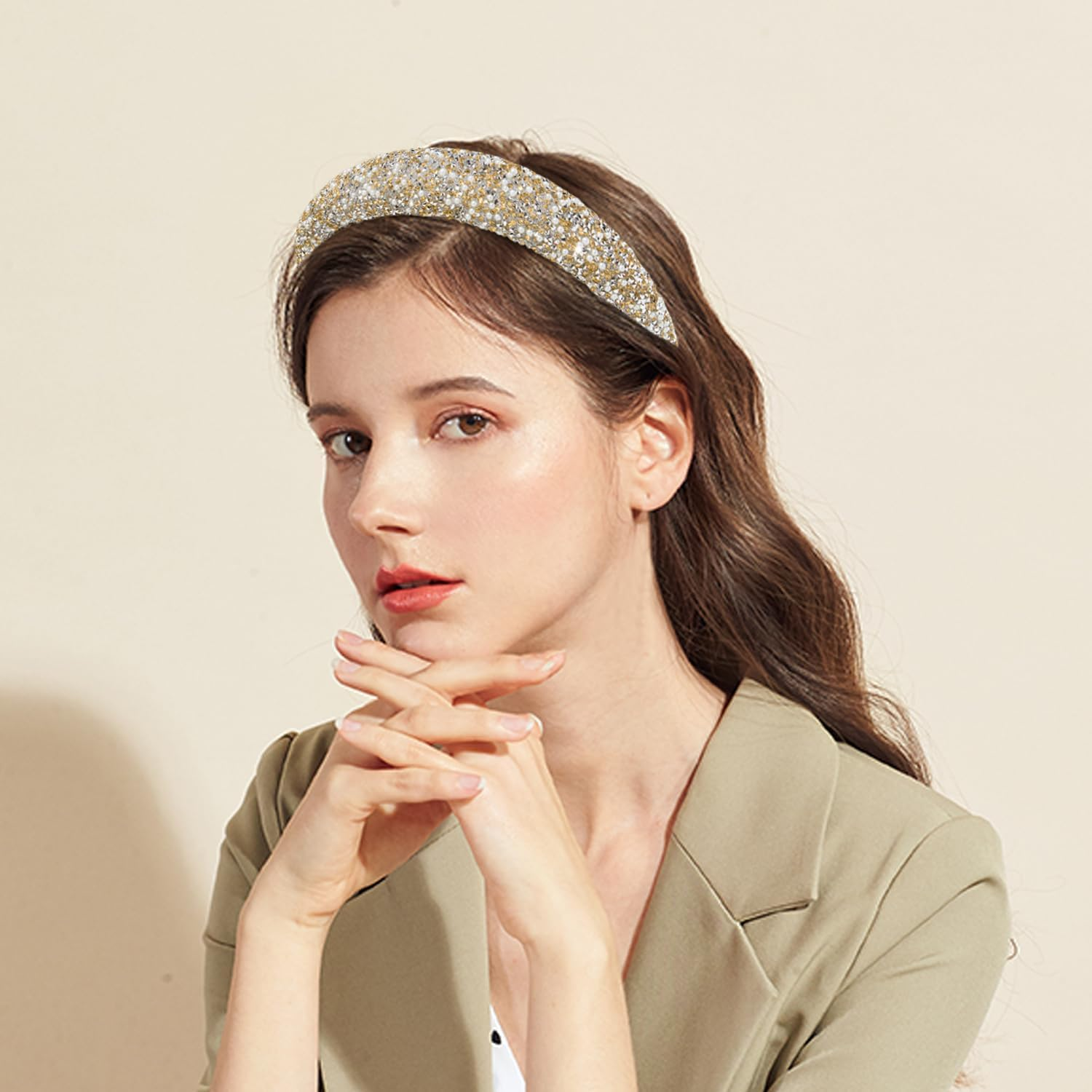 1 Piece Rhinestone Pearl Headband, Accessories for Hairstyle Decoration, Shiny Headband, Women with Wide Headband, Party Clothing Accessories