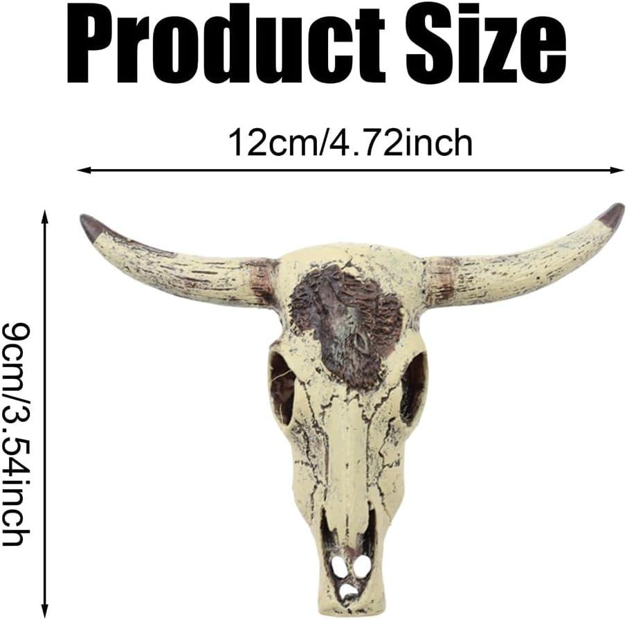 NUZAMAS Fish Tank Small Skull Resin Cattle Skull Reptiles Hideouts Decorations Dragon Tank Decor Accessories for Fish Aquarium Cave Landscape image number 3