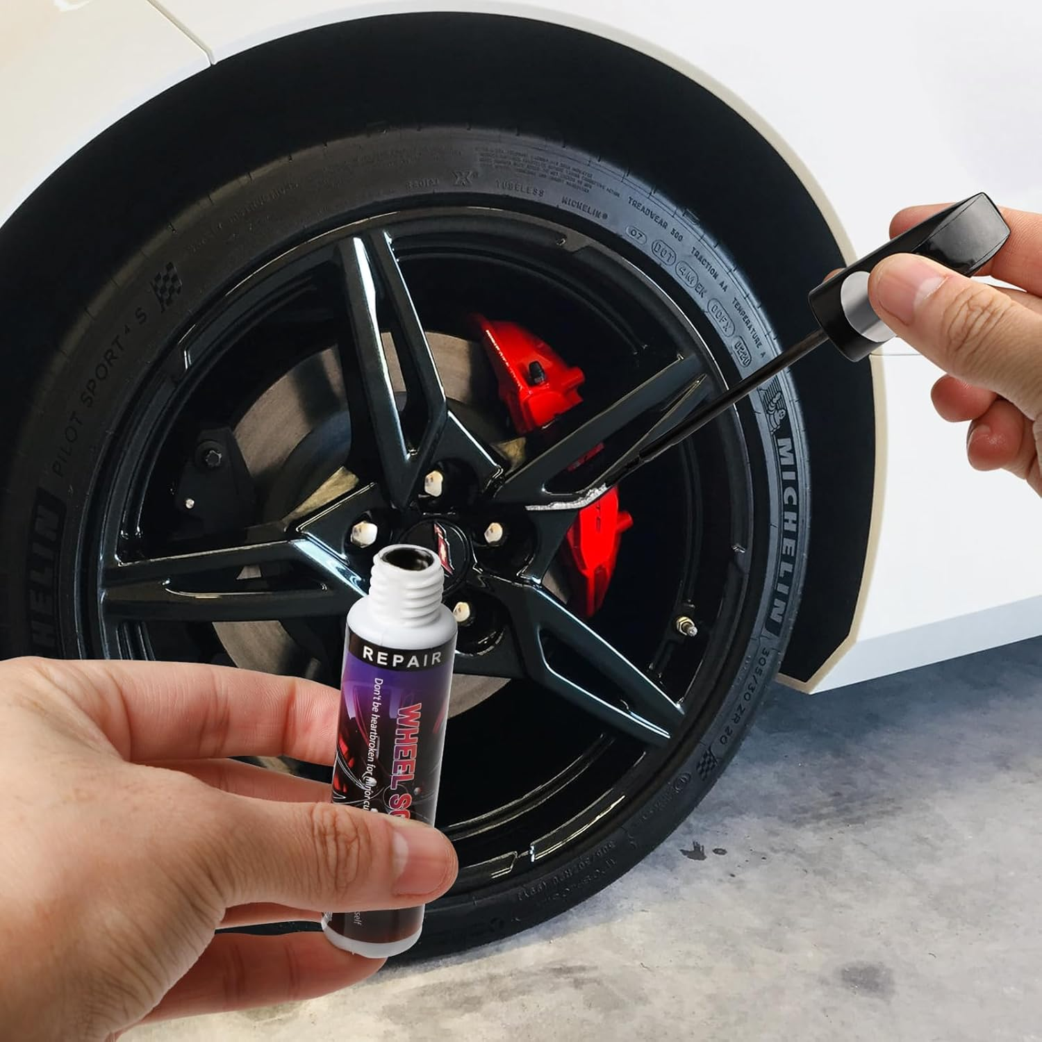 Gloss Black Car Rim Touch up Paint, Quick and Easy Wheel Scratch Repair, Car Wheel Scratch Repair Touch up Paint Pen, Universal Color Black Wheel Paint image number 3