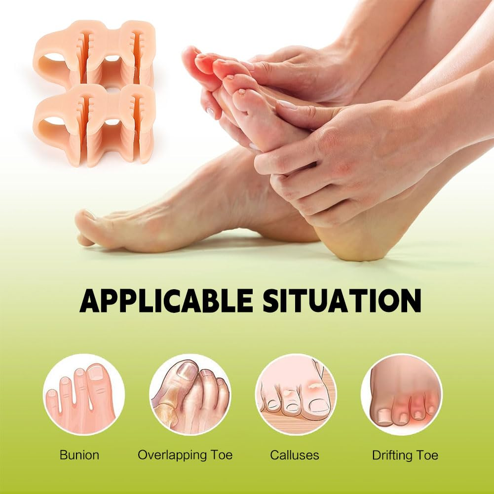 Toe Spacers Double Hole Duckbill Separators，Toe Straighteners，Toe Separators Hallux Valgus Overlapping Toe Hammer Toe Separator，Bunion Corrector for Women，Slippers Sandals Flip Flops 10 Pieces (Gelb) image number 2