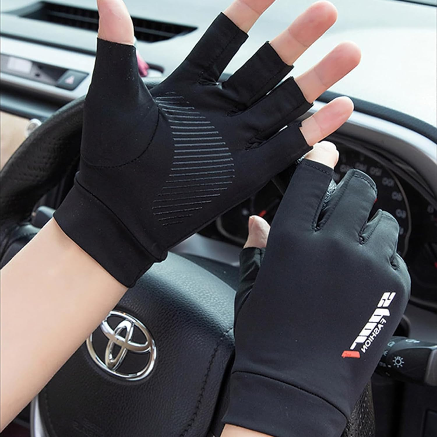 CUBETA Fingerless Anti-Slip Men'S Gloves, Sun Protection Gloves for Outdoor, Driving, Traveling, Fishing image number 6