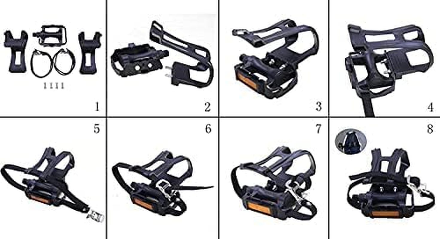 1 Pair Nylon Toe Clip Straps for MTB, Road, Mountain Bikes, Exercise Bikes and Spin Bikes