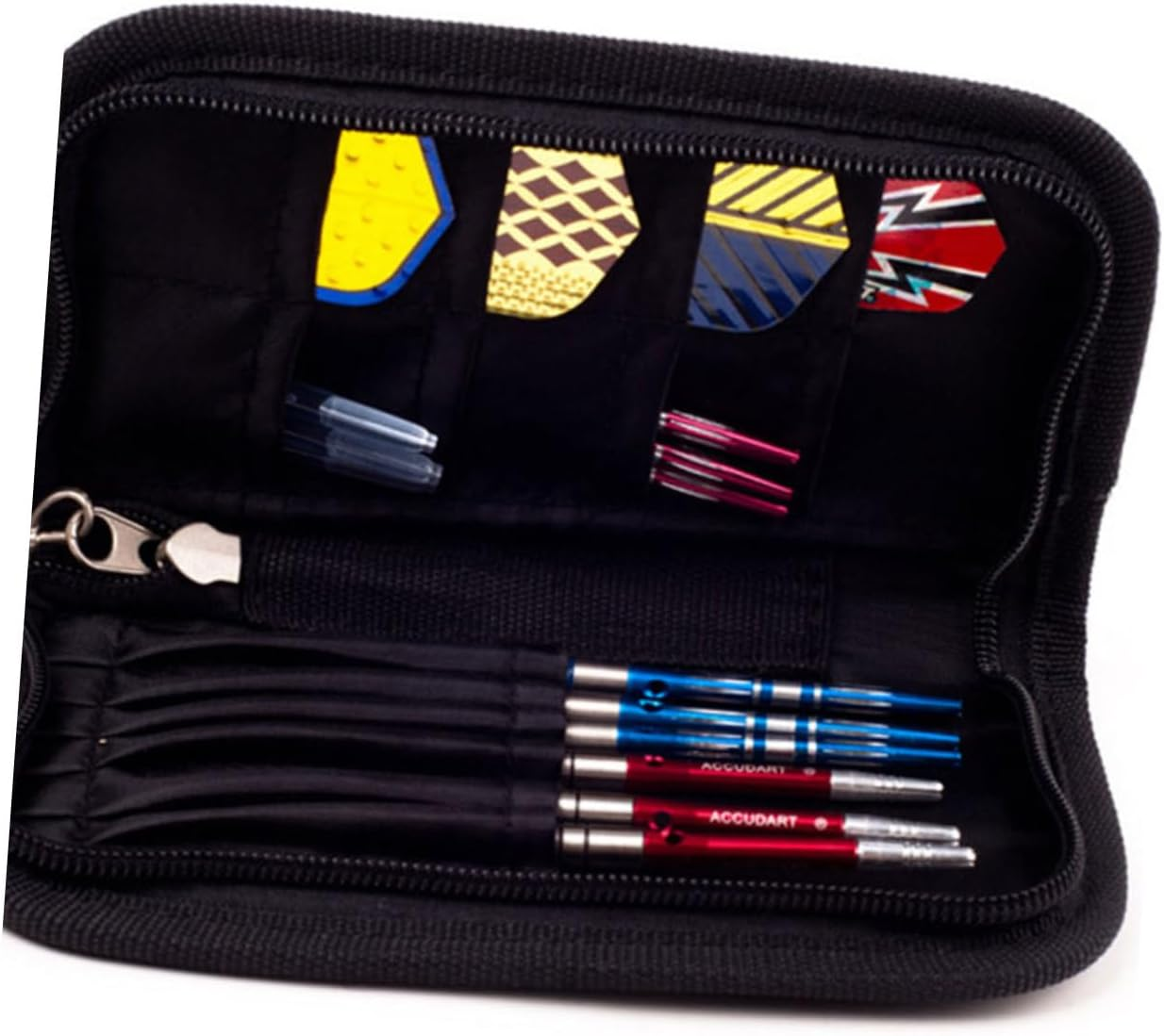 MUSISALY Entertainment Darts Wallet Multi-Grid Darts Case Zippered Pouch Black Portable Storage Organizer Travel Use image number 3
