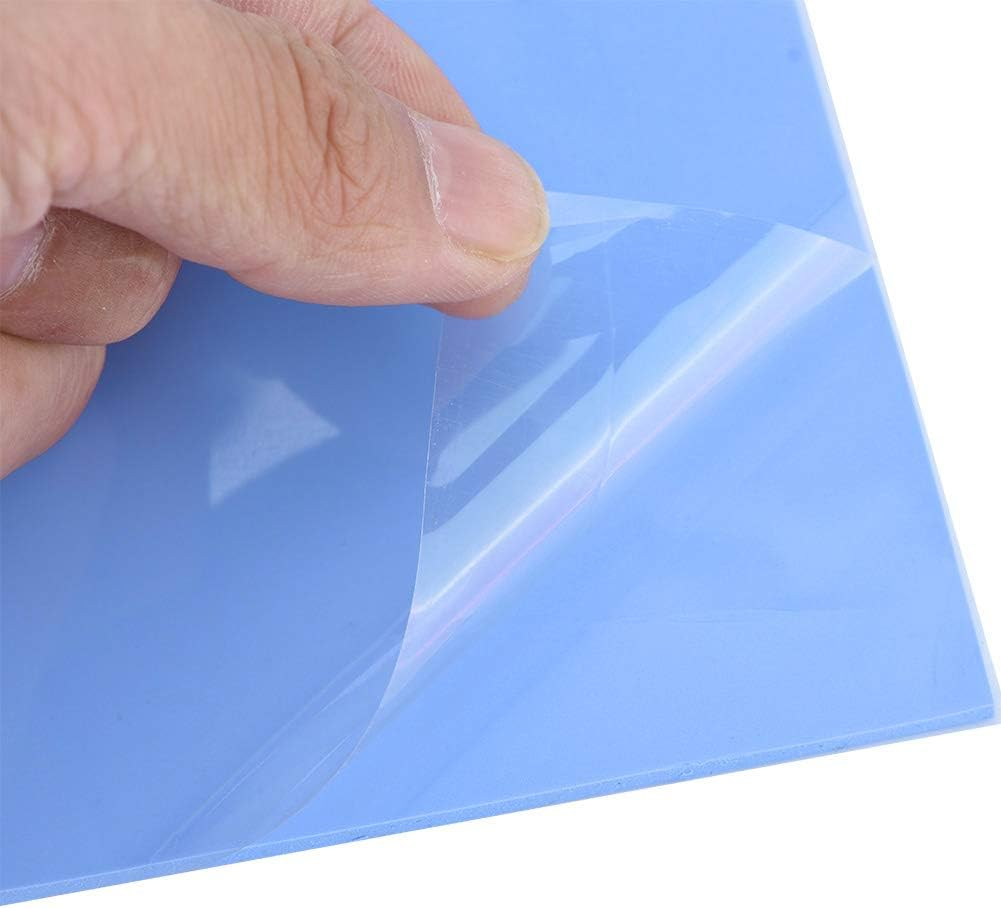 100Mm X 100Mm X 3Mm CPU Thermal Pad, CPU Chip Heatsink Cooling Thermal Conductive Silicone Pad, for CPU Chip Heat Conduction or LED Heat Conduction - Blue image number 2