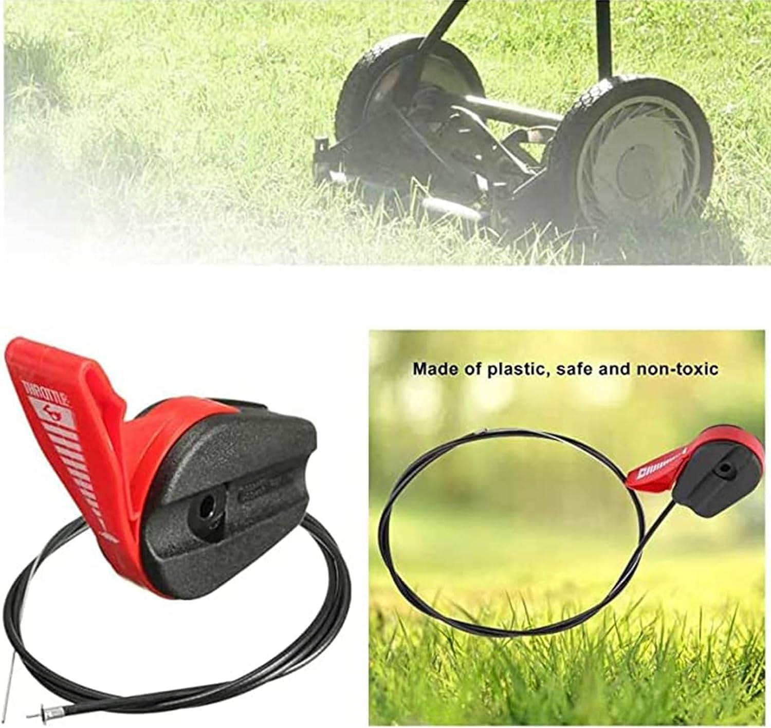 65" Lawn Mower Throttle Cable Universal Kit with Control Switch Lever Handle for Compatible with Electric Petrol Lawnmowers, Fits Most 4 Stroke MOWERS image number 4