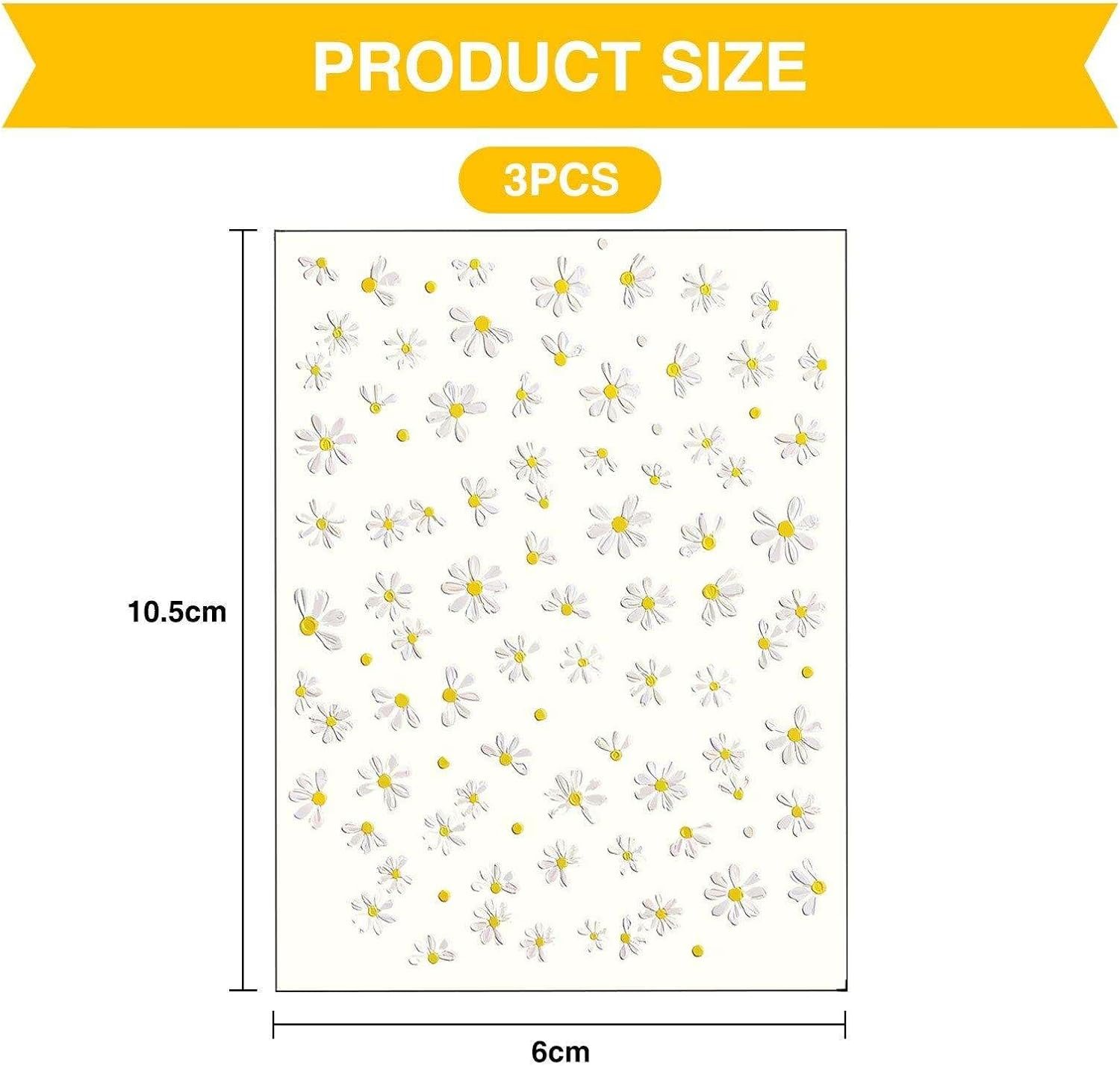 Self Adhesive Flower Nail Stickers, Daisy Design for Nail Art, Small Flower Accessories for Manicure - Set of 5 image number 6