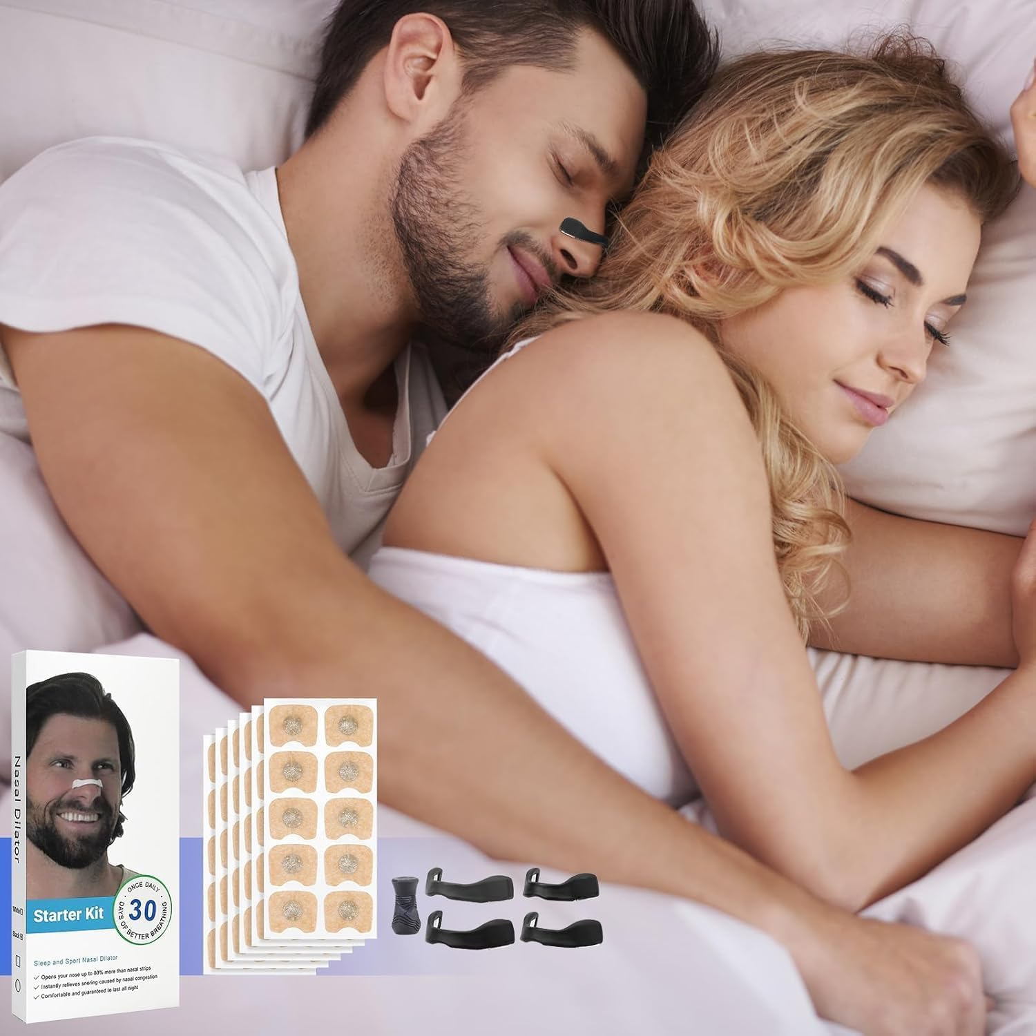 Nose Strips for Enhance Airflow (60Pcs-30 Pairs) Nose Magnet for Breathing,Relieve Snoring & Improve Sleep - Advanced Nasal Strips Support for Better Breathing,Skin-Friendly,Sweat-Resistant ﻿ (Black2) image number 2