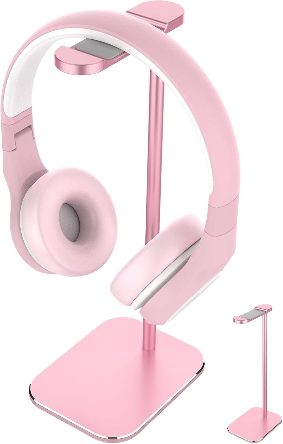 Headphone Stand, Overall Alunminun Headset Stand, Heavy-Duty Solid Base Universal Fit for Gaming Headsets, Wireless Headphones Rose Gold