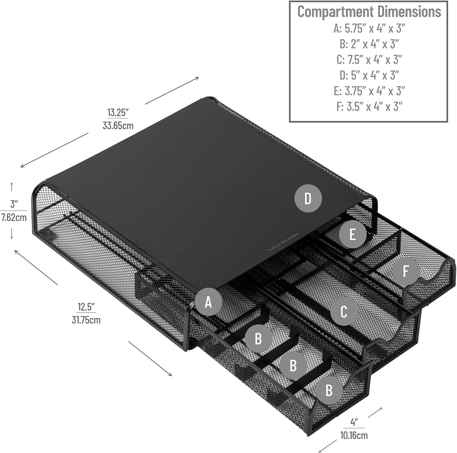 Mind Reader Monmesh-Blk Monitor Stand and Desk Organizer, Black Metal Mesh image number 5