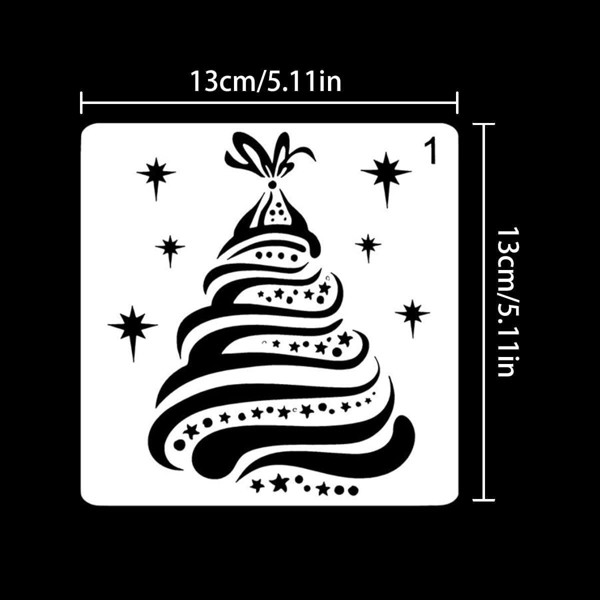 WELANE Christmas Stencils, 12 PCS Plastic Reusable Snowflakes Santa Claus Bells Merry Christmas Painting Stencils for Crafts, Cookie, Paint Decorating (13Cm/5In) image number 4