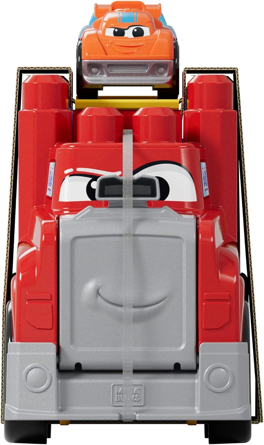 MEGA BLOKS First Builders Toddler Building Blocks Toy Set, Build & Race Rig with 19 Pieces, 2 Race Cars and Storage, Red, Ages 1+ Years image number 6