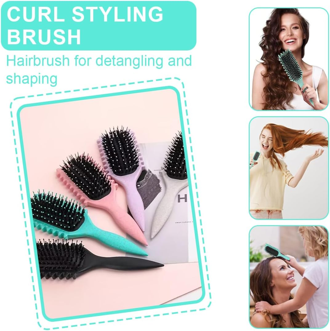Tomedeks 1 X Brush Curl, Curl Defining Brush, Boar Bristle Hair Styling Brush for Detangling, Shaping, Curly Hair Brush for Women and Men (Green) image number 6