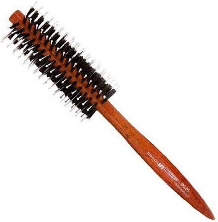 HERCULES S&Auml;GEMANN - 9026 round Brush | Nourishing Natural Hair Brush | Wild Boar Bristle Brush with Polyamide Pins | Allows Easy Blow-Drying and Styling of Voluminous Hairstyles | Dark Wood