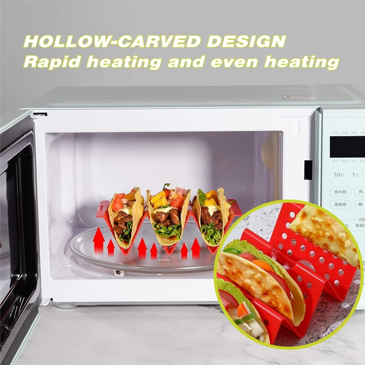 AIMALL 7PCS Taco Holder Set, Wave-Shaped Pancake Stand, Durable ABS, Each 76.77X3.9X1.97 Inches image number 1