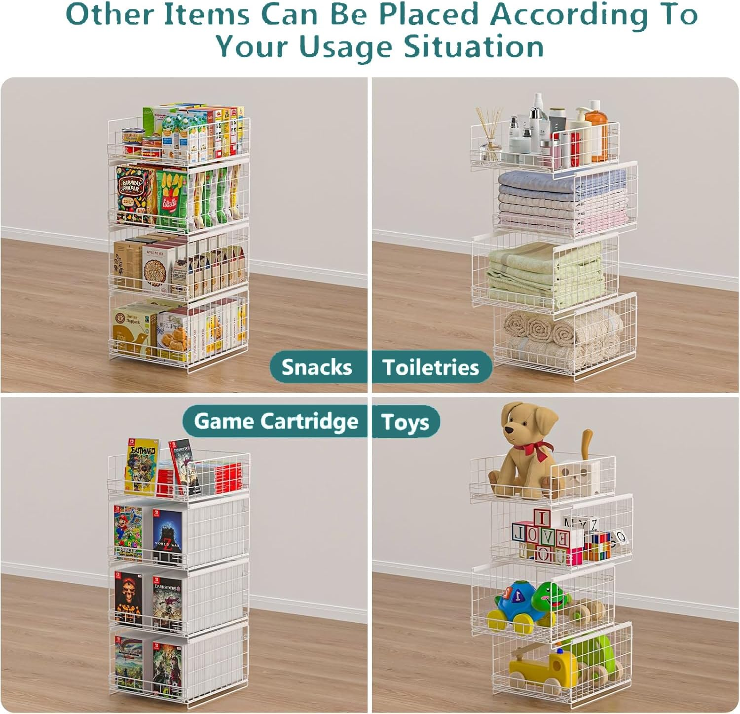 Wardrobe Organiser, Wardrobe Storage, Stackable Storage Drawers, with Push and Pull Drawer, for Cupboard Kitchen Bathroom Bedroom Office (3 Pack, 40X35X16Cm)