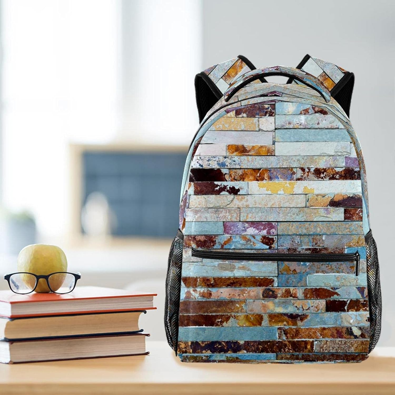 Multicolor Old Grunge Brick Wall Vintage Backpack Students Shoulder Bags Travel Bag College School Tote Backpacks image number 5