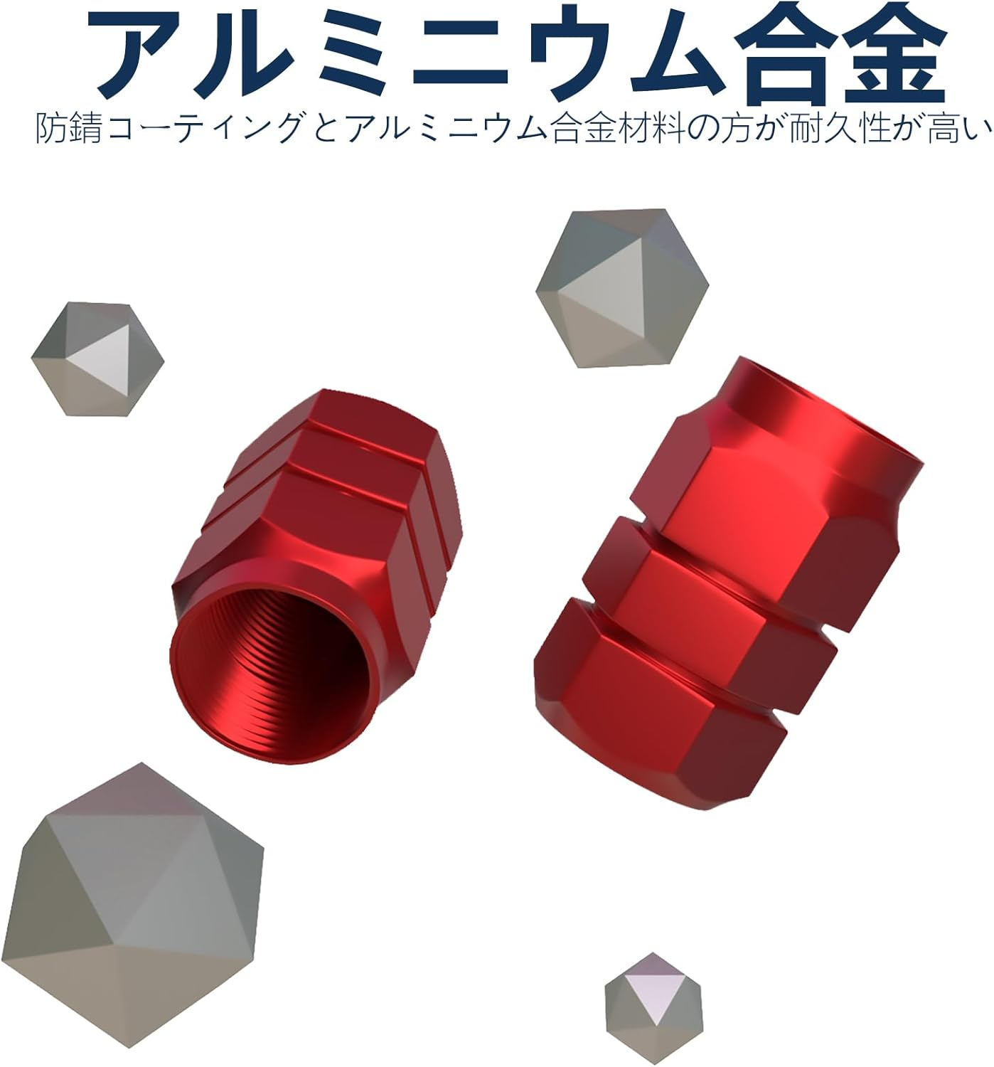 BOROLA Air Valve Caps for Tires, Aluminum Anodized, Corrosion-Resistant, for Cars and Motorcycles, Set of 5 (Red) image number 4