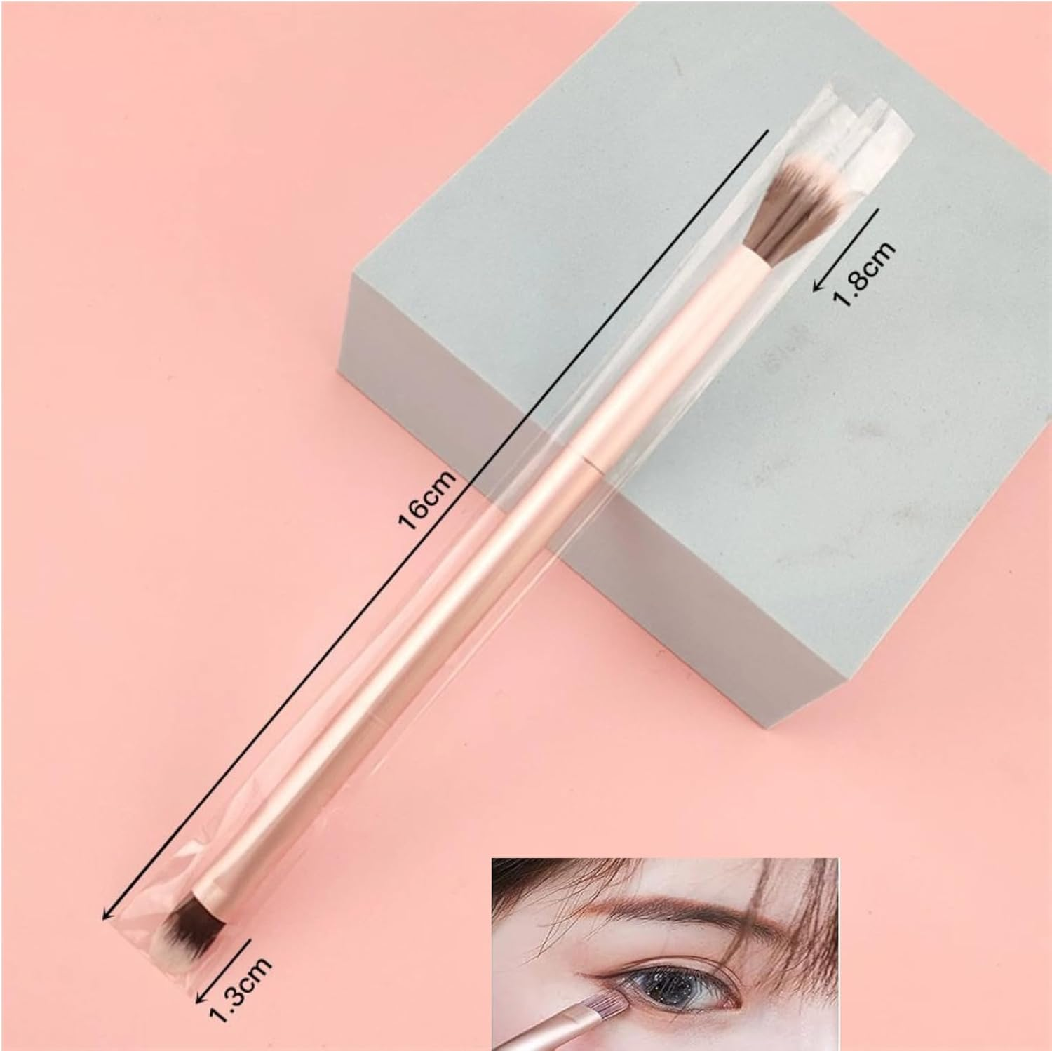 CKONXE 5Pcs Eyeshadow Smudge Brush,2 in 1 Double Ended Concealer Brush,Soft Firm Pointed Foundation Applicator for Concealer Eyebrows Eyeliner, Reusable,Multifunctional Makeup Tool, Gold image number 2
